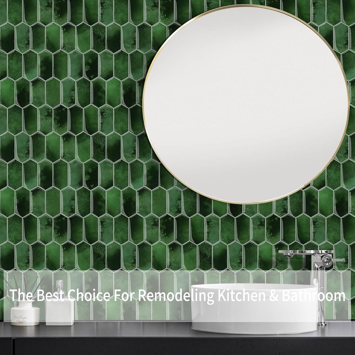 3D Waterproof Self-Adhesive Wall Tile Stick on Backsplash / Dark Green