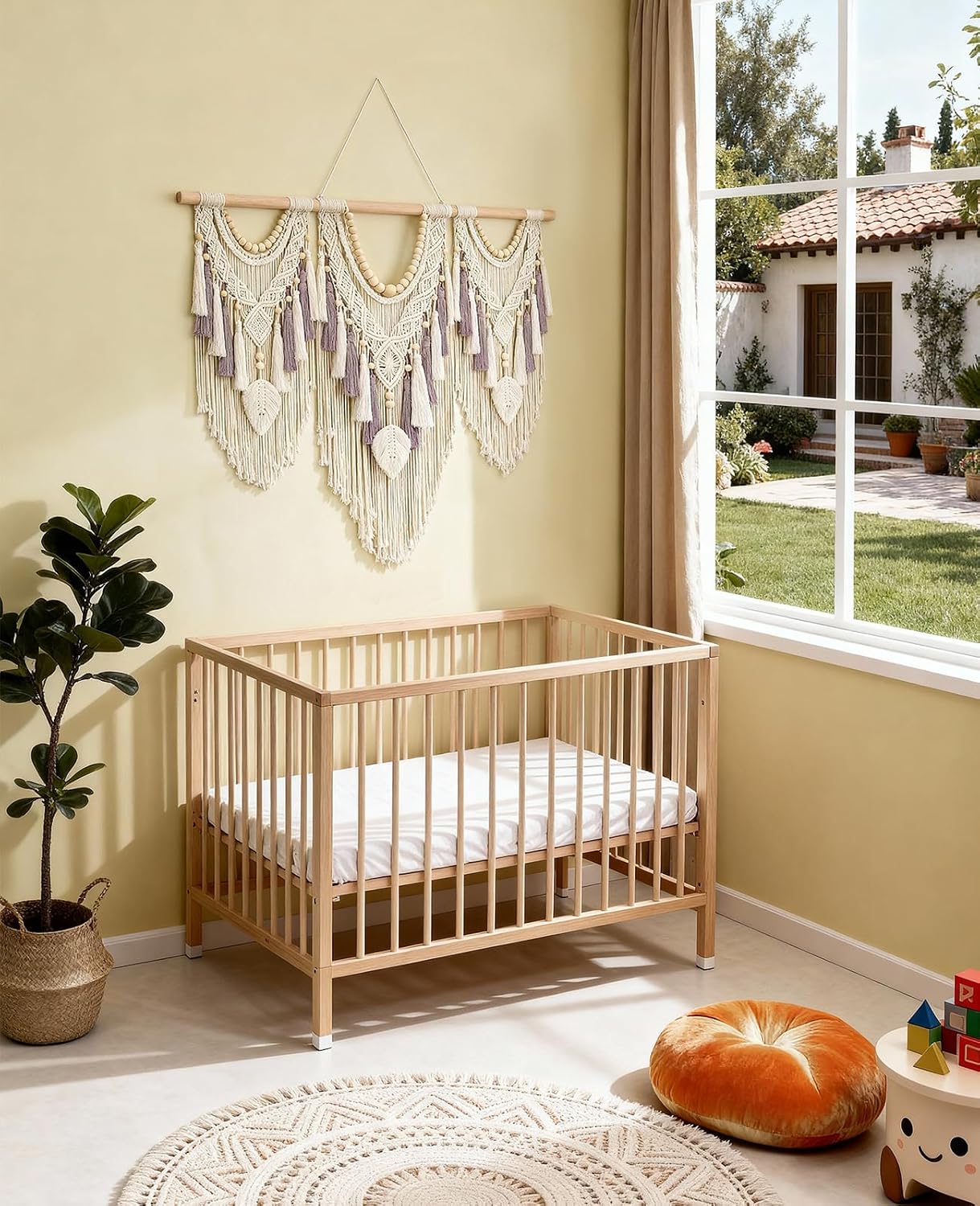 Boho Wall Tapestry / 32"L x 43"W / Leaf&bead / 43 x 32