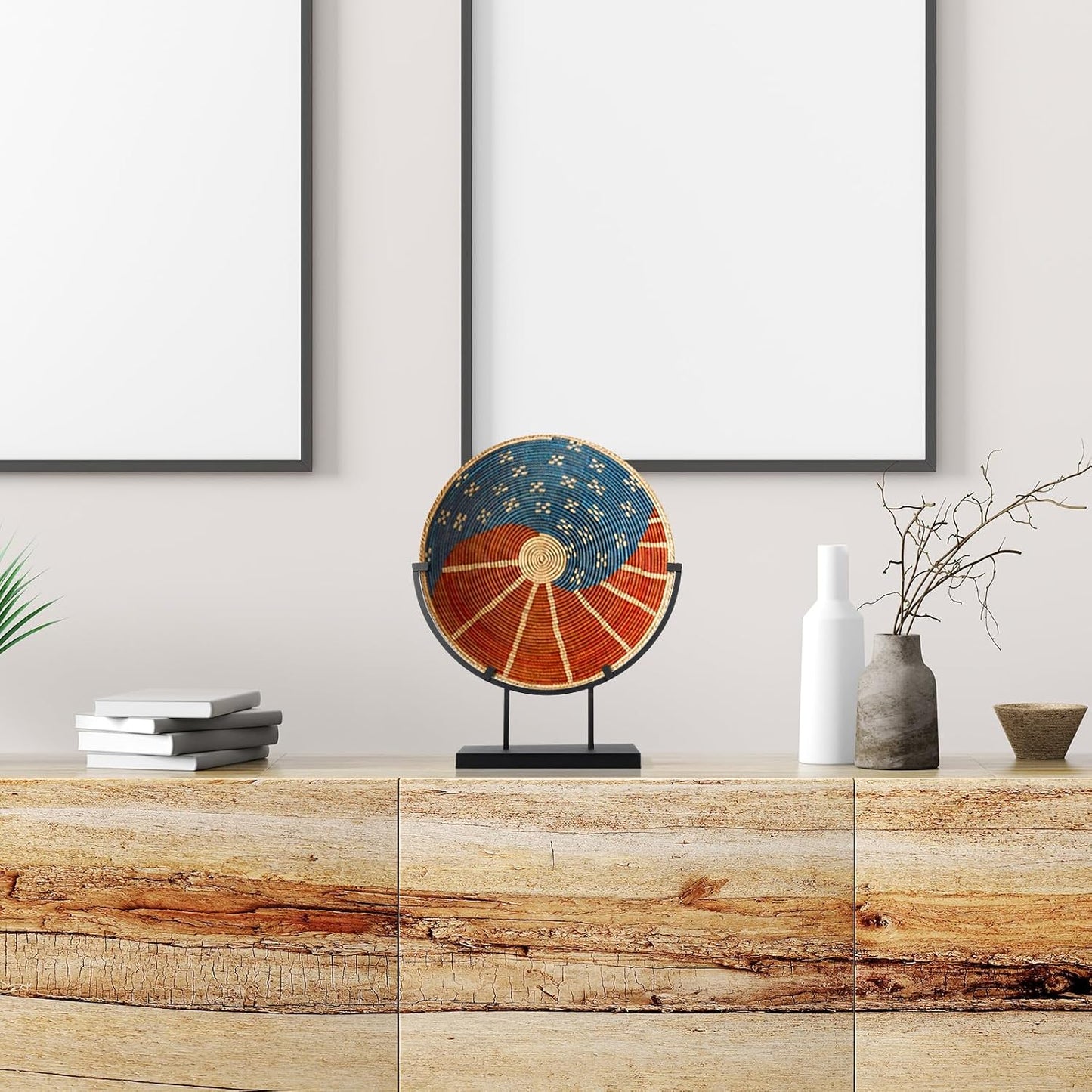 Blulu 4 PCS 10 Inch Round Metal Display Stands for Stained Glass Fused Glass Art Easel Display Stands Decorative Plate