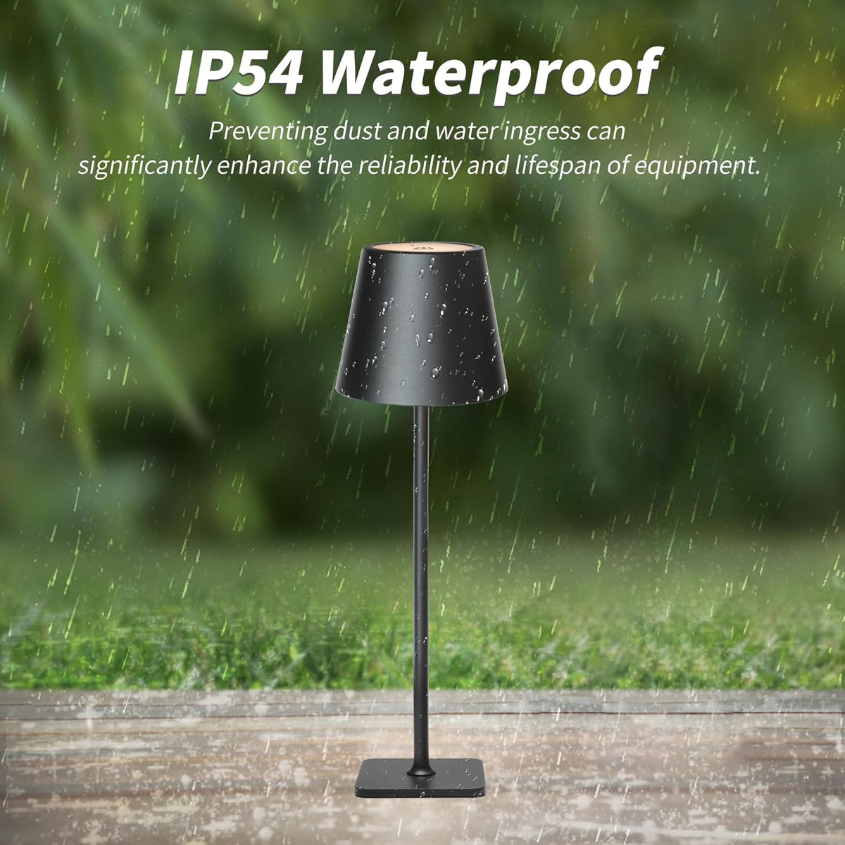 Mr. White Outdoor Waterproof Cordless Set of 2 Rechargeable Portable Top Touch Battery Operated Powered LED Table Lamp
