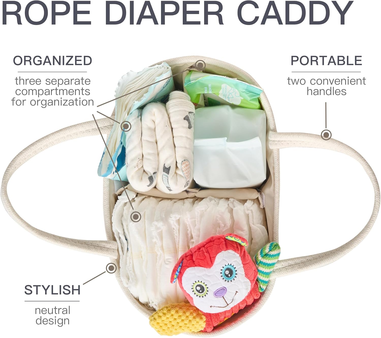 Baby Storage Basket / White&beige Brown / Small