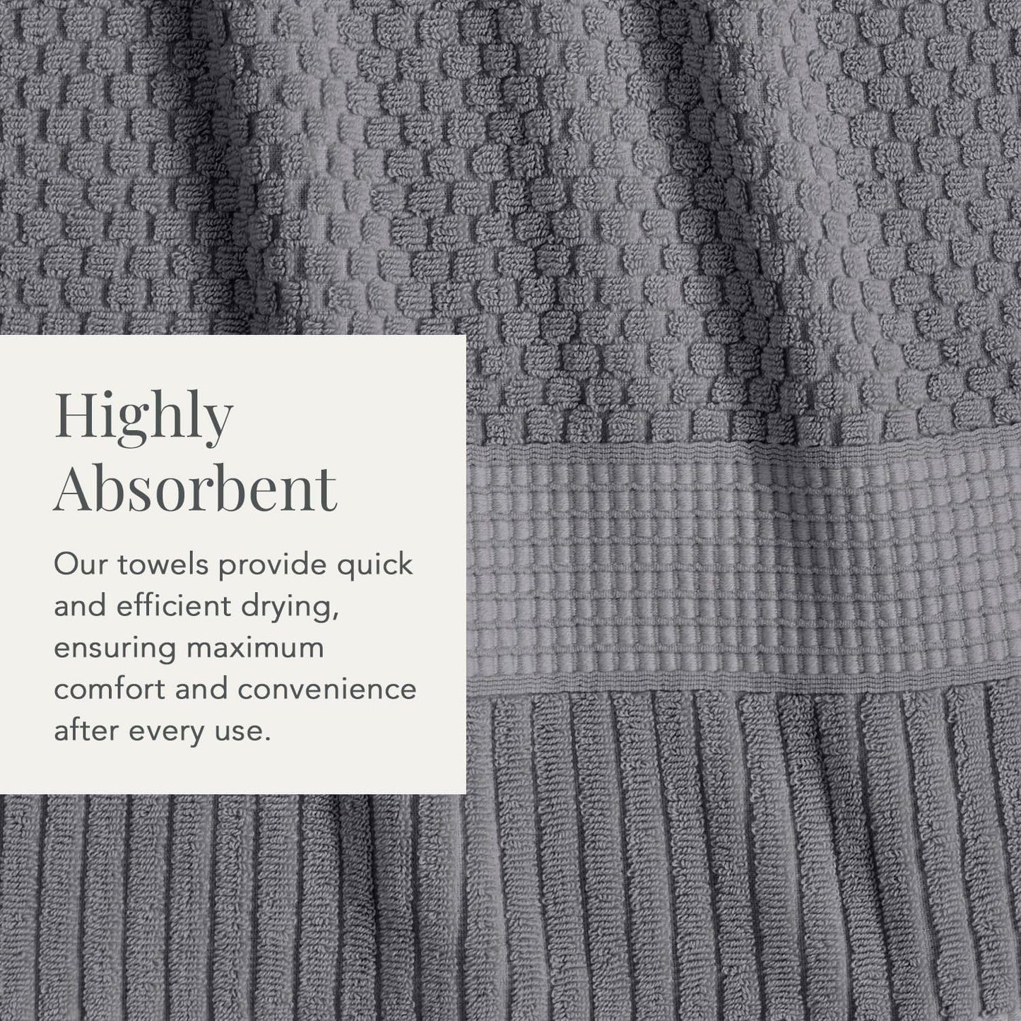 NY Loft 100% Cotton 4-Pack Bath Towel Set | Grey | Oeko-TEX | Quick-Dry | Four 30" x 52" Bath Towels | Super Absorbent
