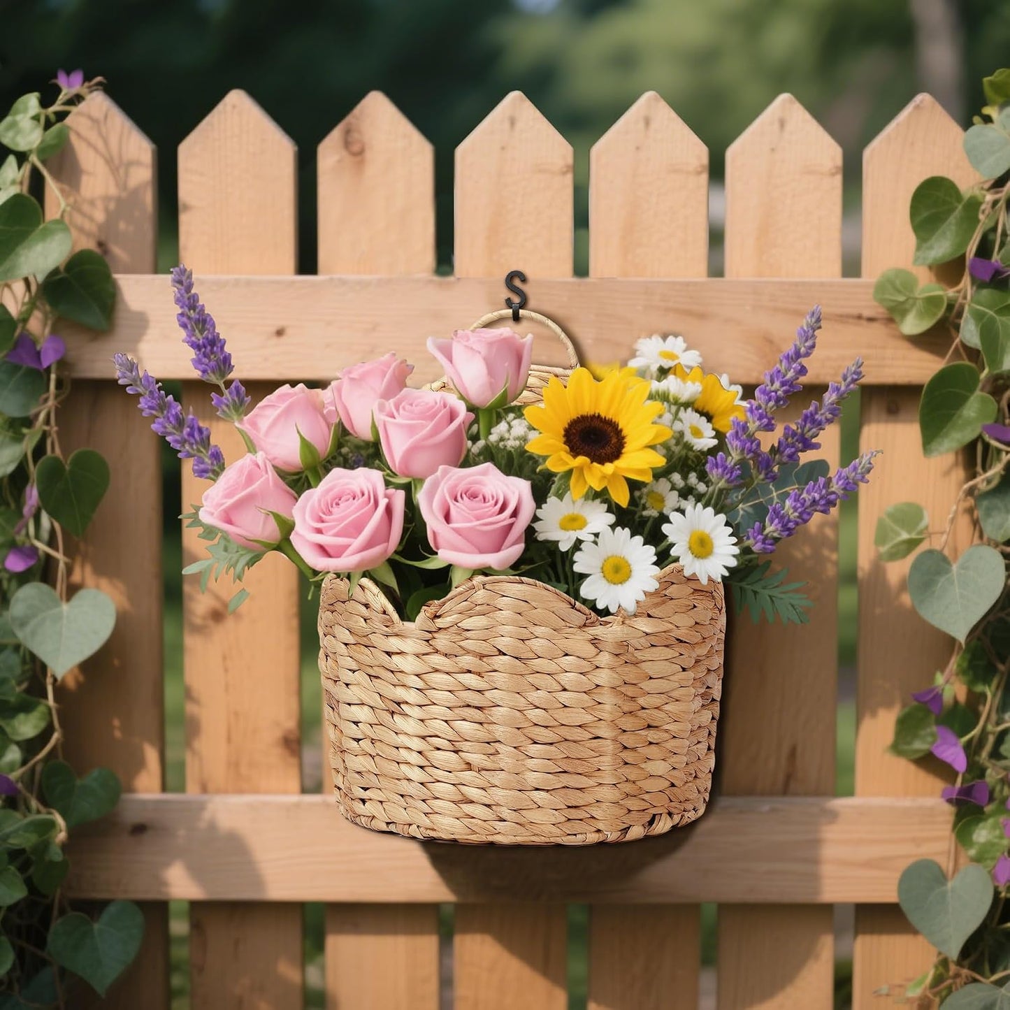 Door Basket Scalloped Hanging Storage Basket / Large