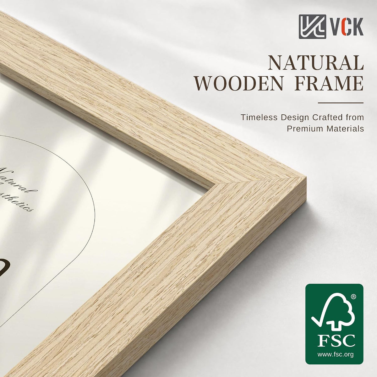 VCK 27x40 Inch Poster Frame Set of 3, Natural Woodgrain, Wall Hanging | Wide Border, Exclusive Woodgrain, Shatterproof