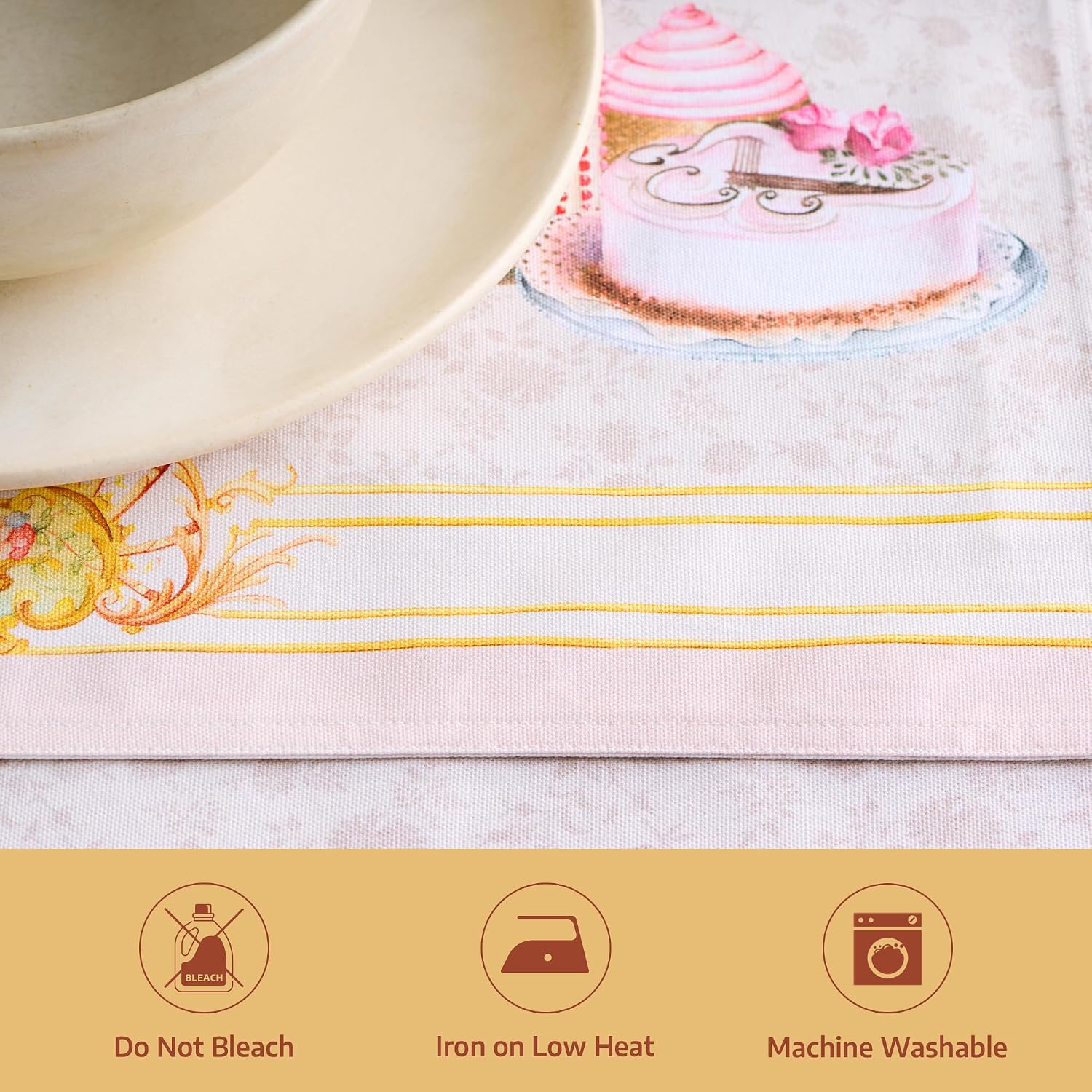 Maison d' Hermine Placemats Set of 4 Reusable 100% Combed Cotton (13"x19") | Cloth Place Mats Washable Table Mats for