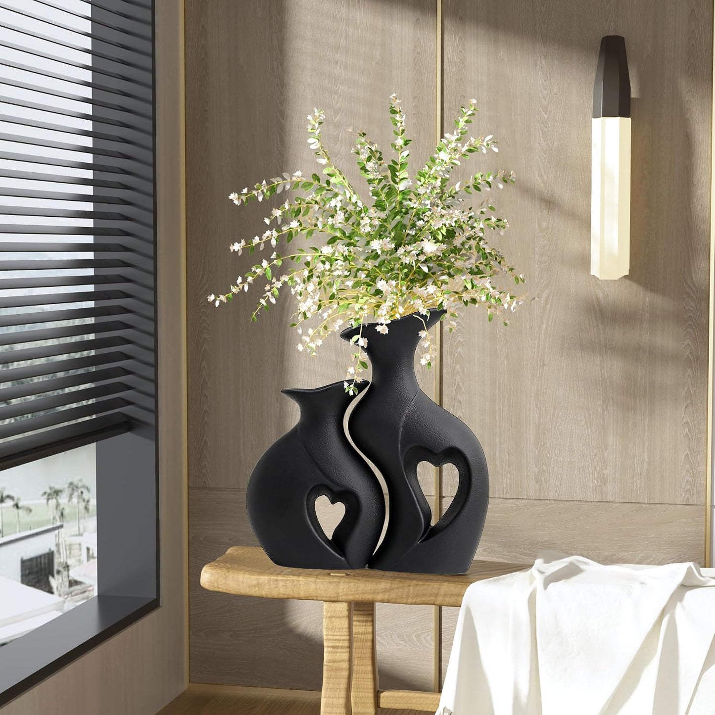 Black Ceramic Vase / Standard Black / Set of 2
