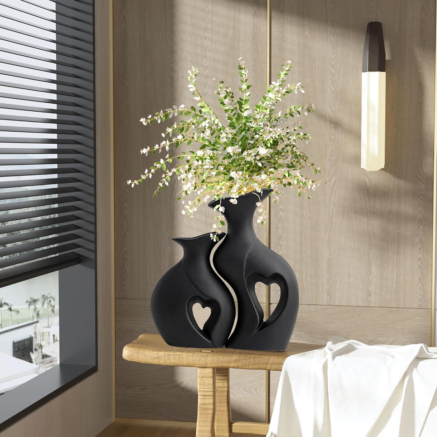 Black Ceramic Vase / Standard Black / Set of 2