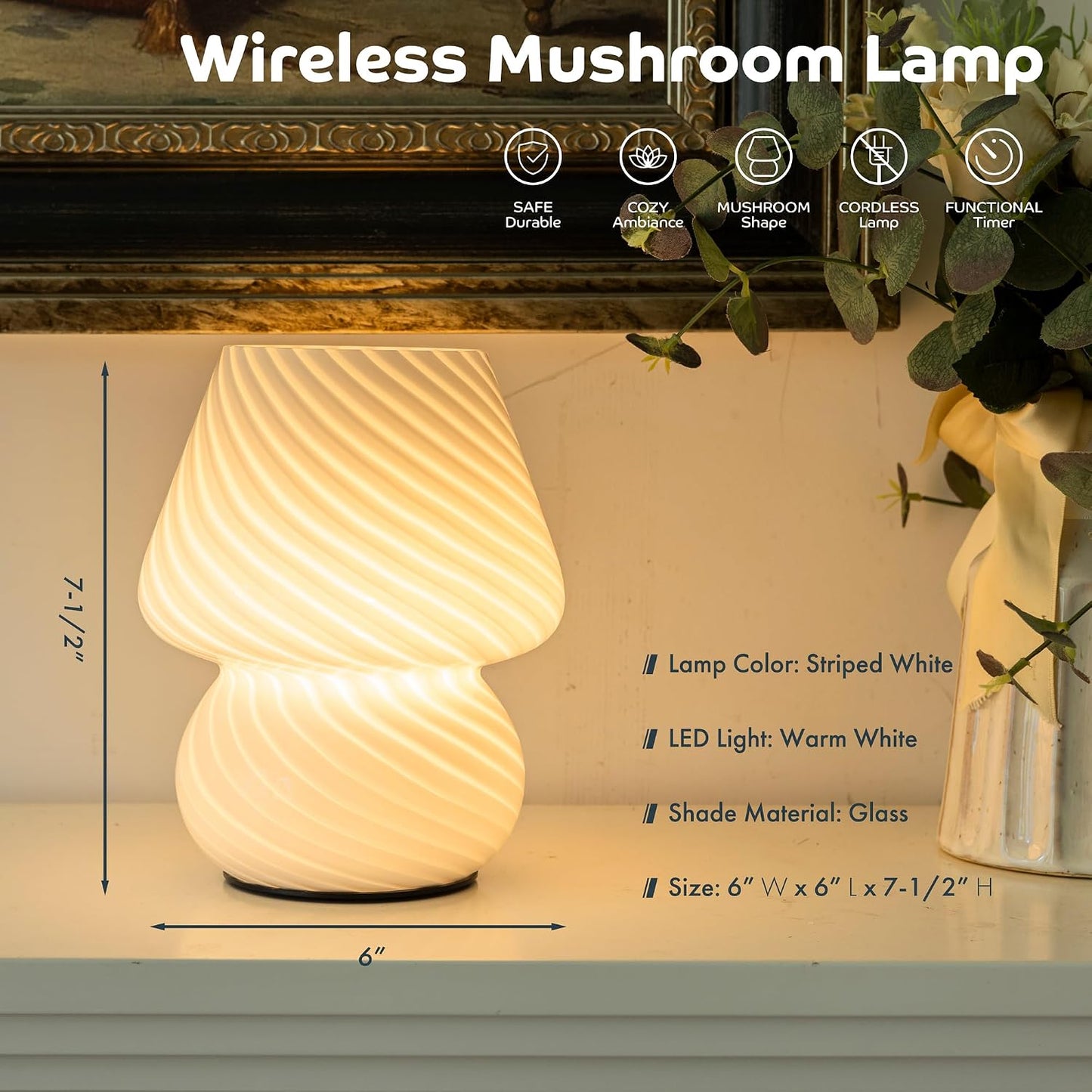 Vintage Small Table Lamp / White