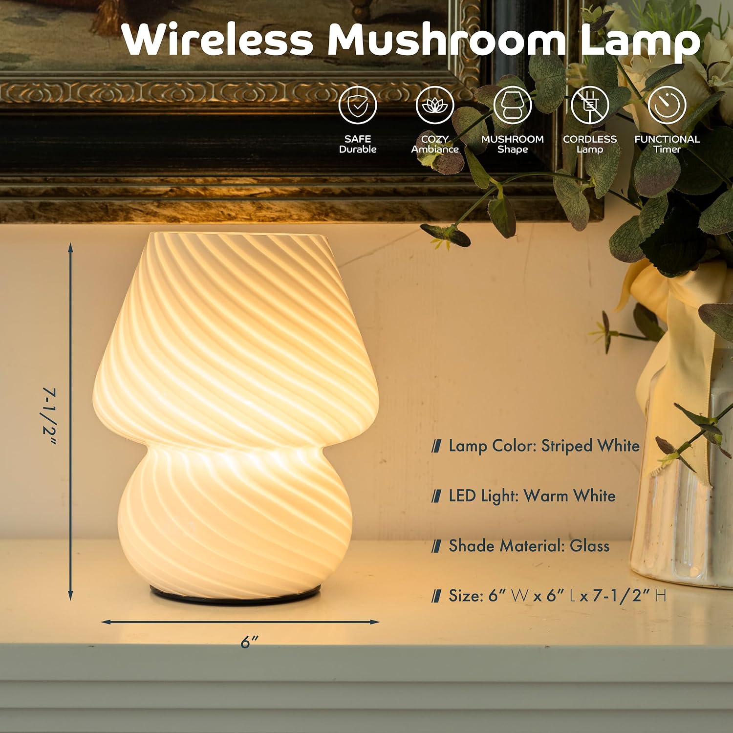 Vintage Small Table Lamp / White