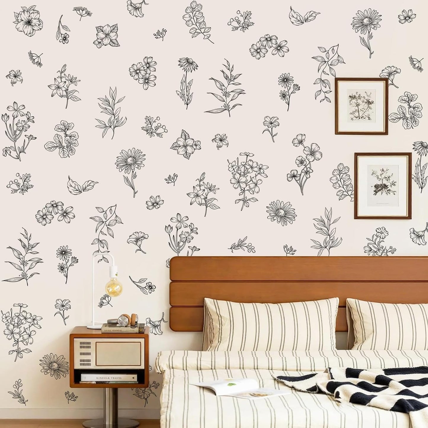 Flower Wall Decals Murals / Black / Set of 67