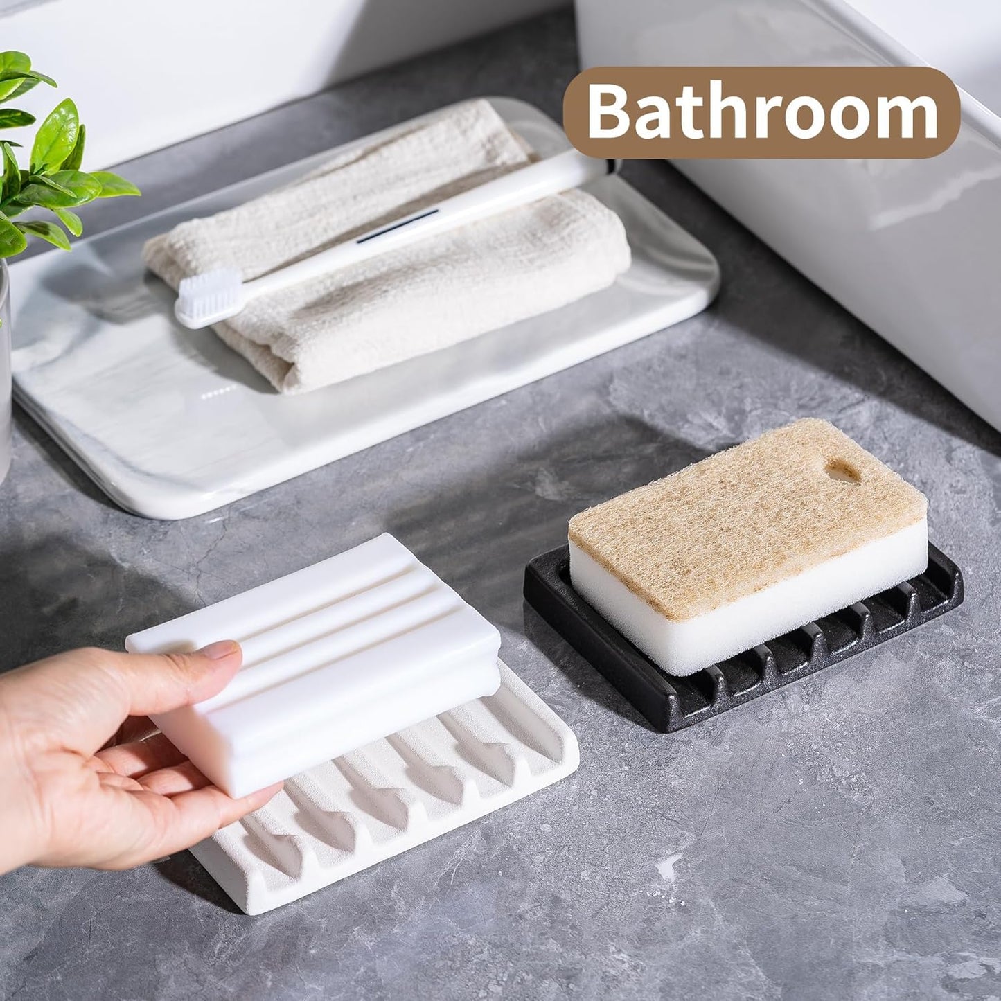 Bar and Shower Soap Holder Sponge Holder Soap Tray / Brown
