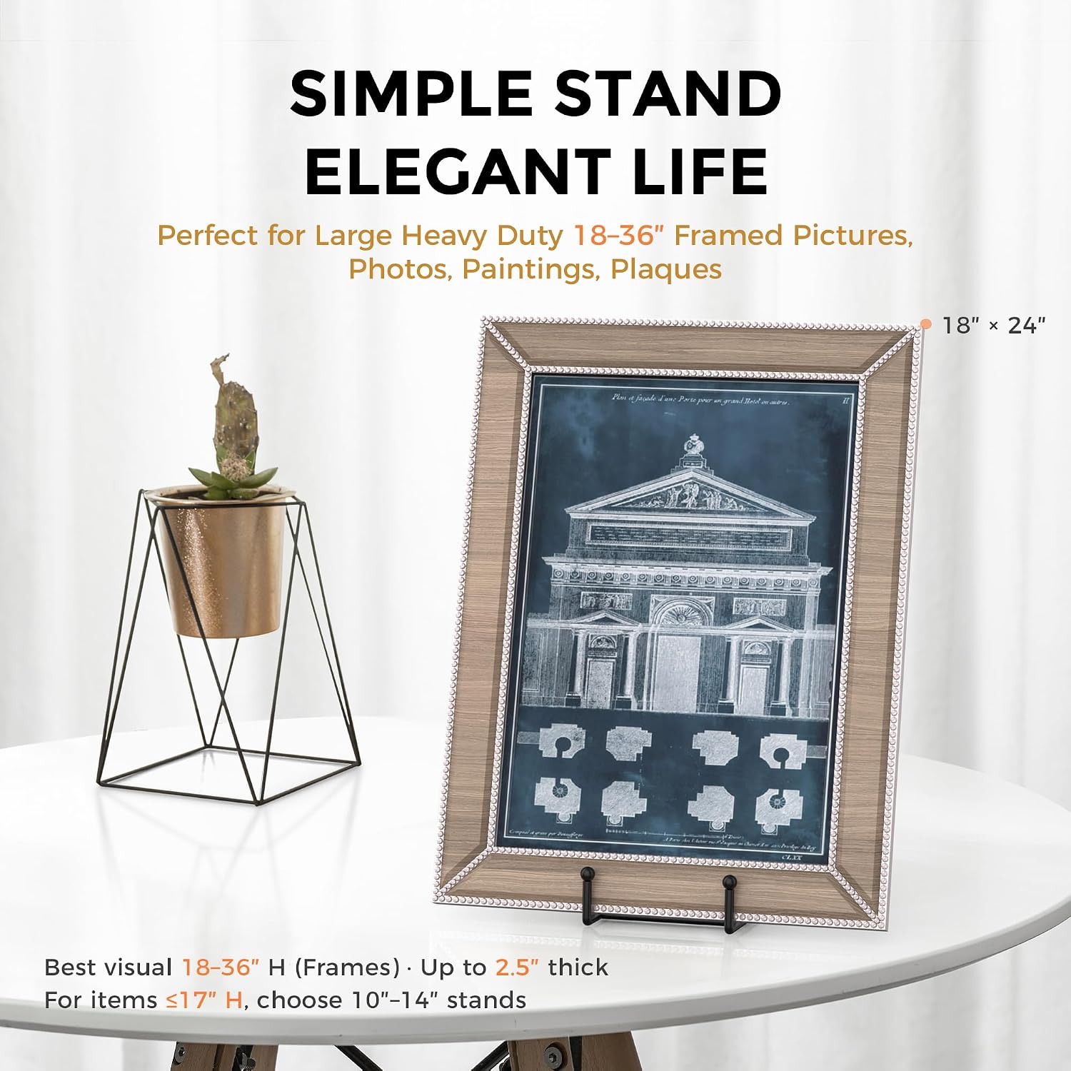 TR-LIFE 16 Inch Heavy Duty Plate Stand (2 Pack) - Metal Display Easel for Large Plates, Picture Frames, Signs, Posters