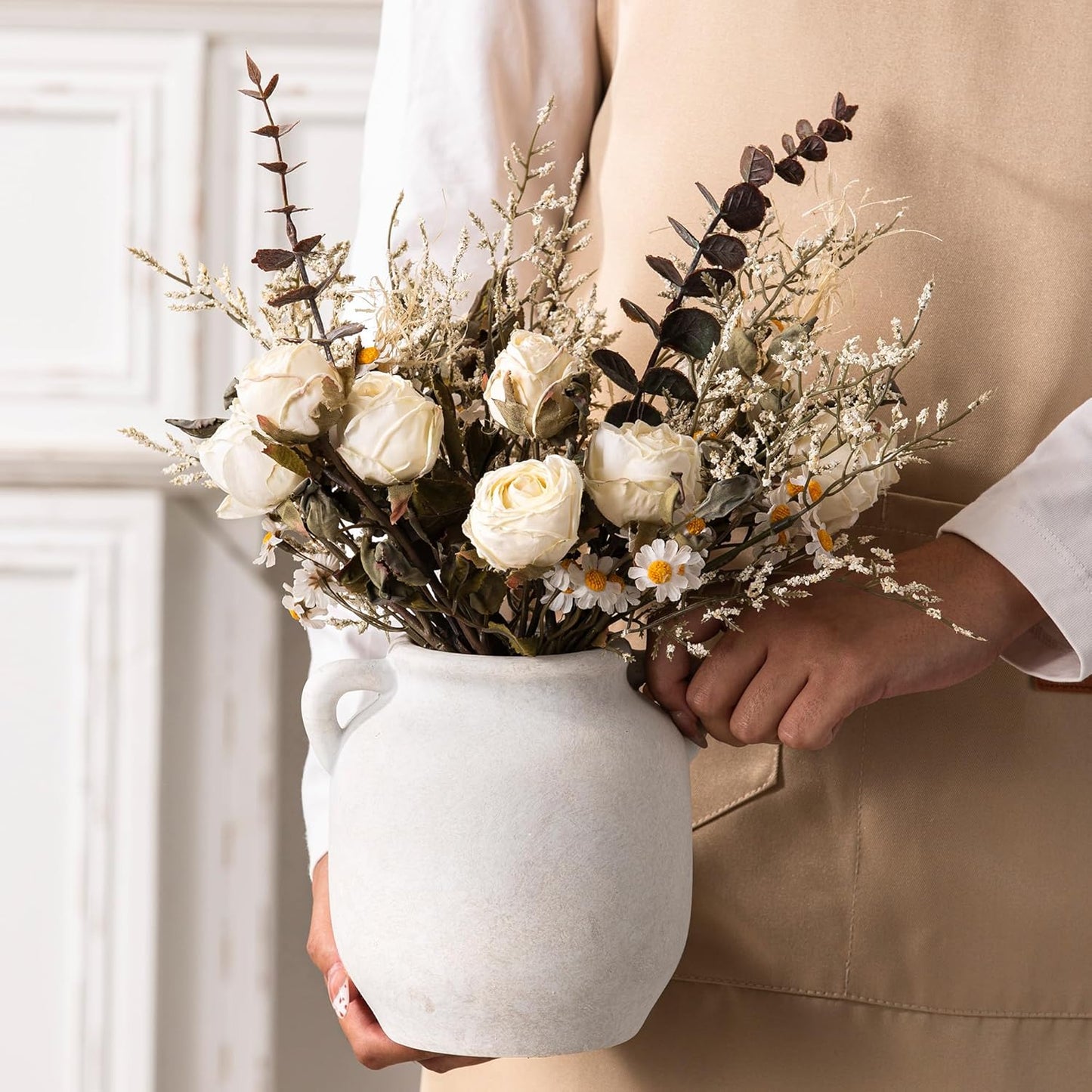 Farmhouse Rustic Table Vases / 6" Rustic / White / 6 Inch