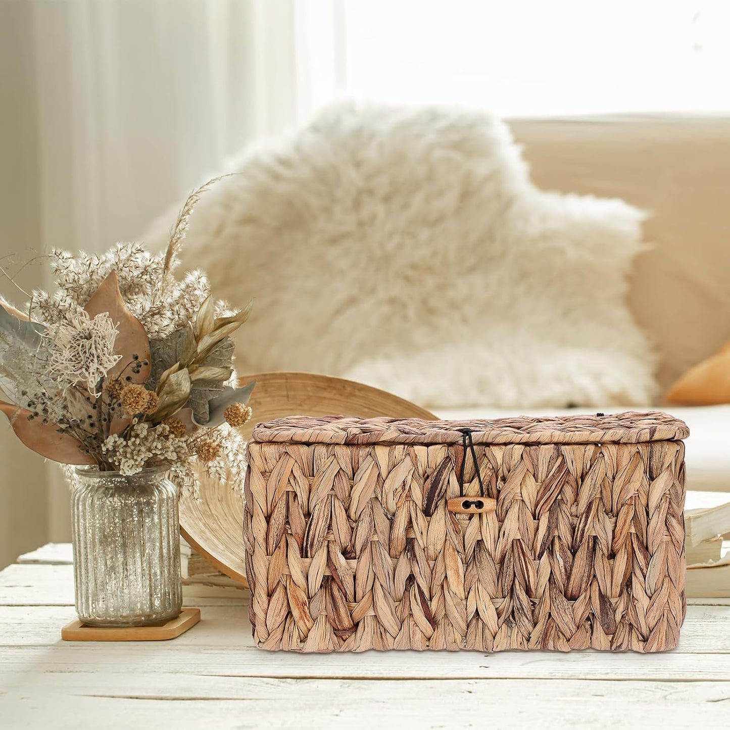Farmhouse Bathroom Woven Bins / 12 x 7 x 6 / Medium Inches