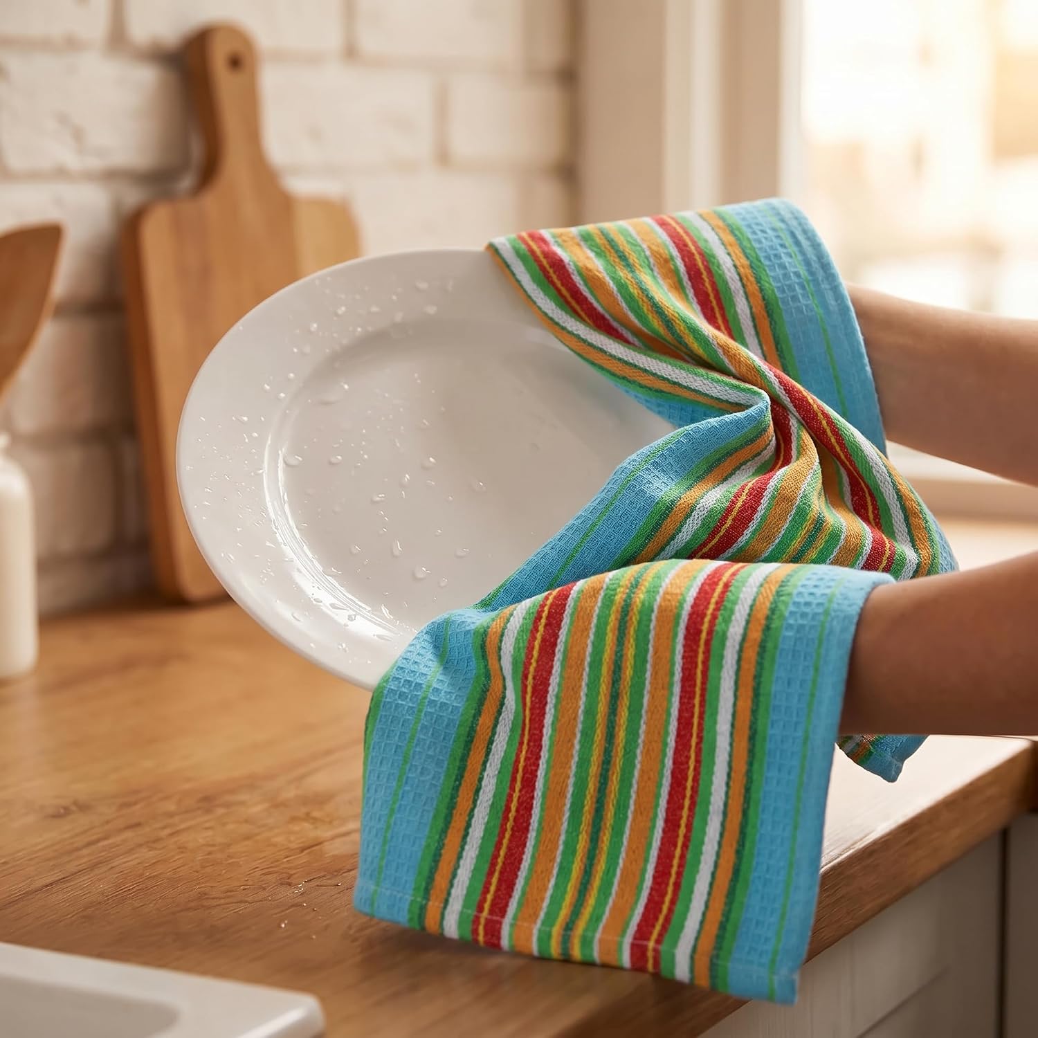 Urban Villa Kitchen Towels Cotton Dish Towels 20”x30” (Set of 6) Azure
