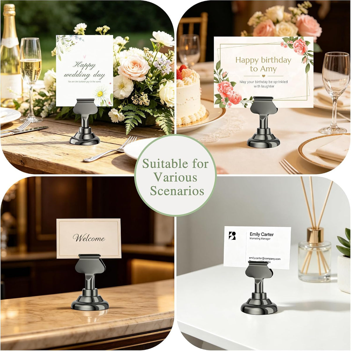 Urban Deco 24 Pieces Table Card Holder Place Card Holders 1.7 inches Gold Steel Card Holders for Photos, Food Signs