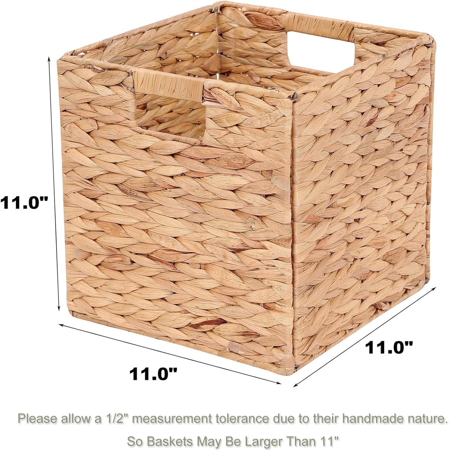Water Hyacinth Storage Baskets Wicker Storage Cubes Set of 2Baskets / 11 x 11 x 11