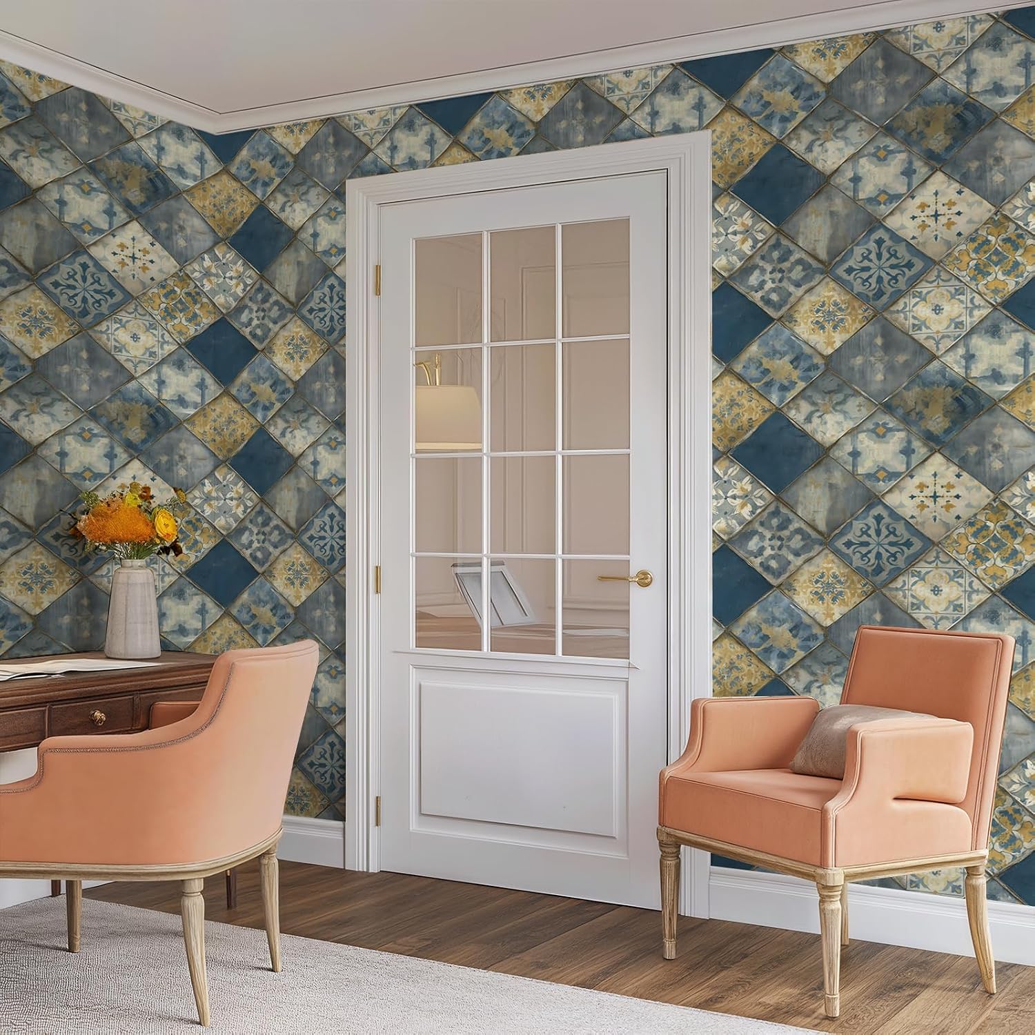 Vintage Moroccan Tile Wallpaper Peel and Stick Removable " Mosaic / 17.7 x 236.2 / Wall Paper-110-2