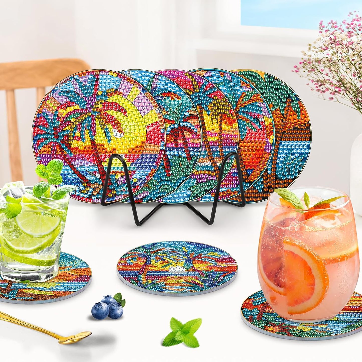 Holder / Diamond Art Coasters / Landscape / Set of 8