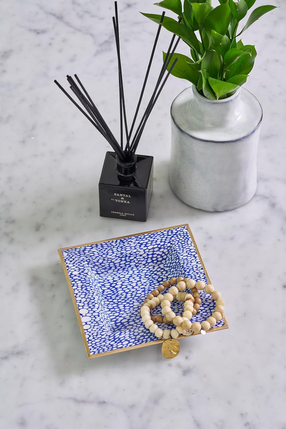 Catch All Tray / Polka Dot / Square / Blue
