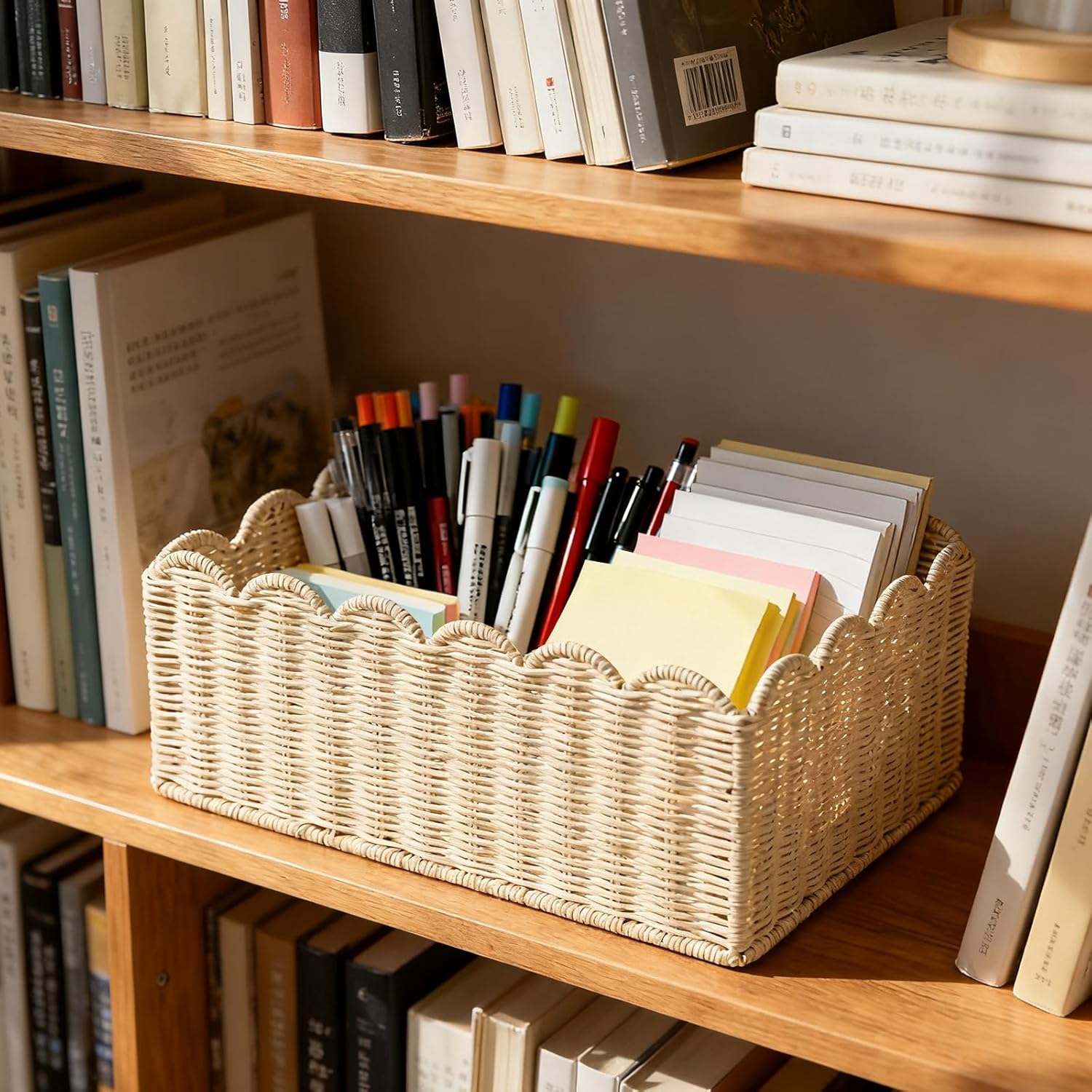 Scalloped Basket / Hand Woven Baskets / Off White / M