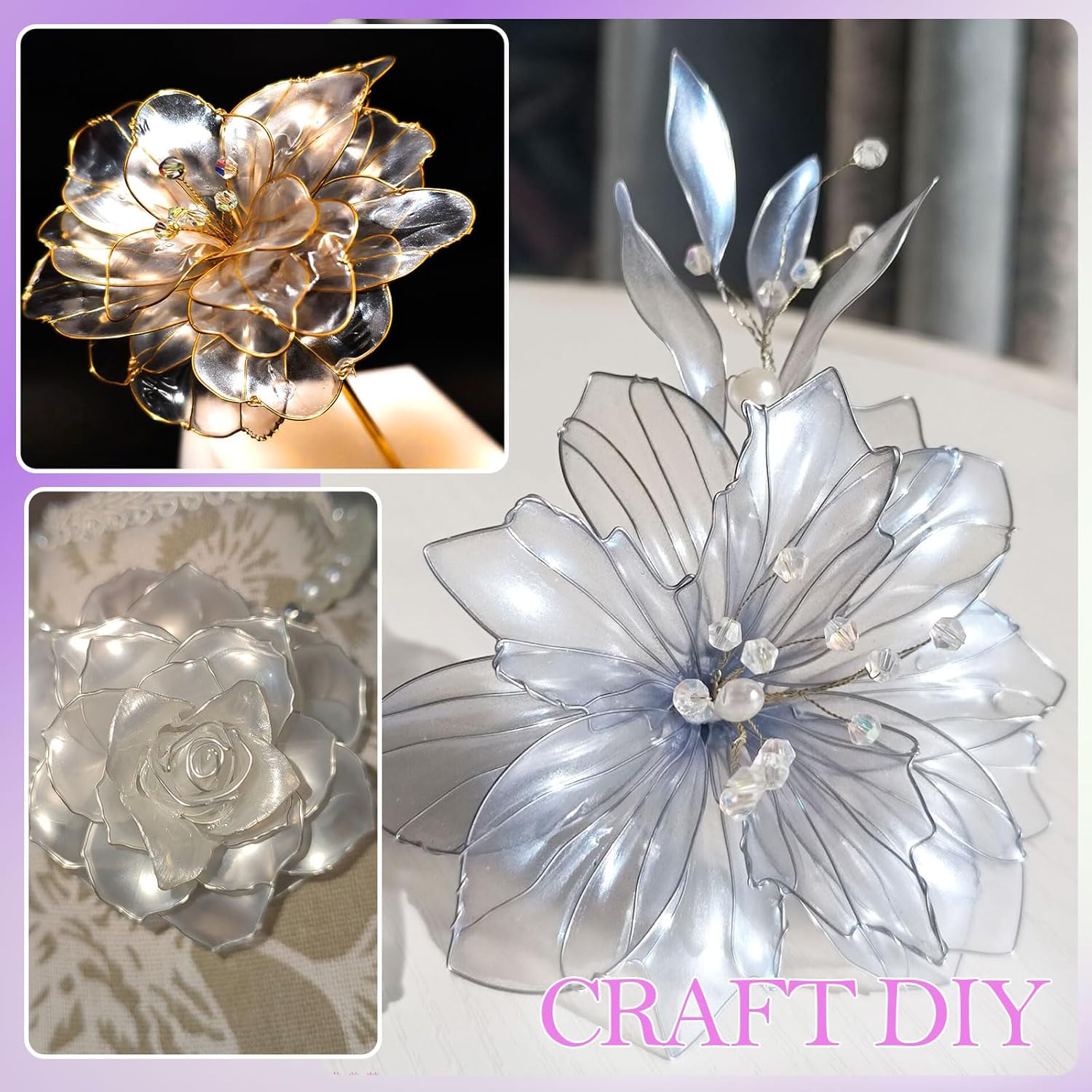 UV Resin Dip for Wire Flowers Kit / Set / Clear / Set of 5