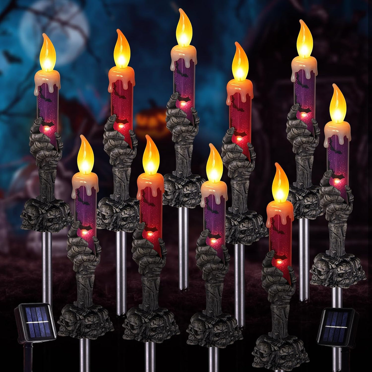 Halloween Decorations Outdoor, Solar Pathway Lights, 10 Pack