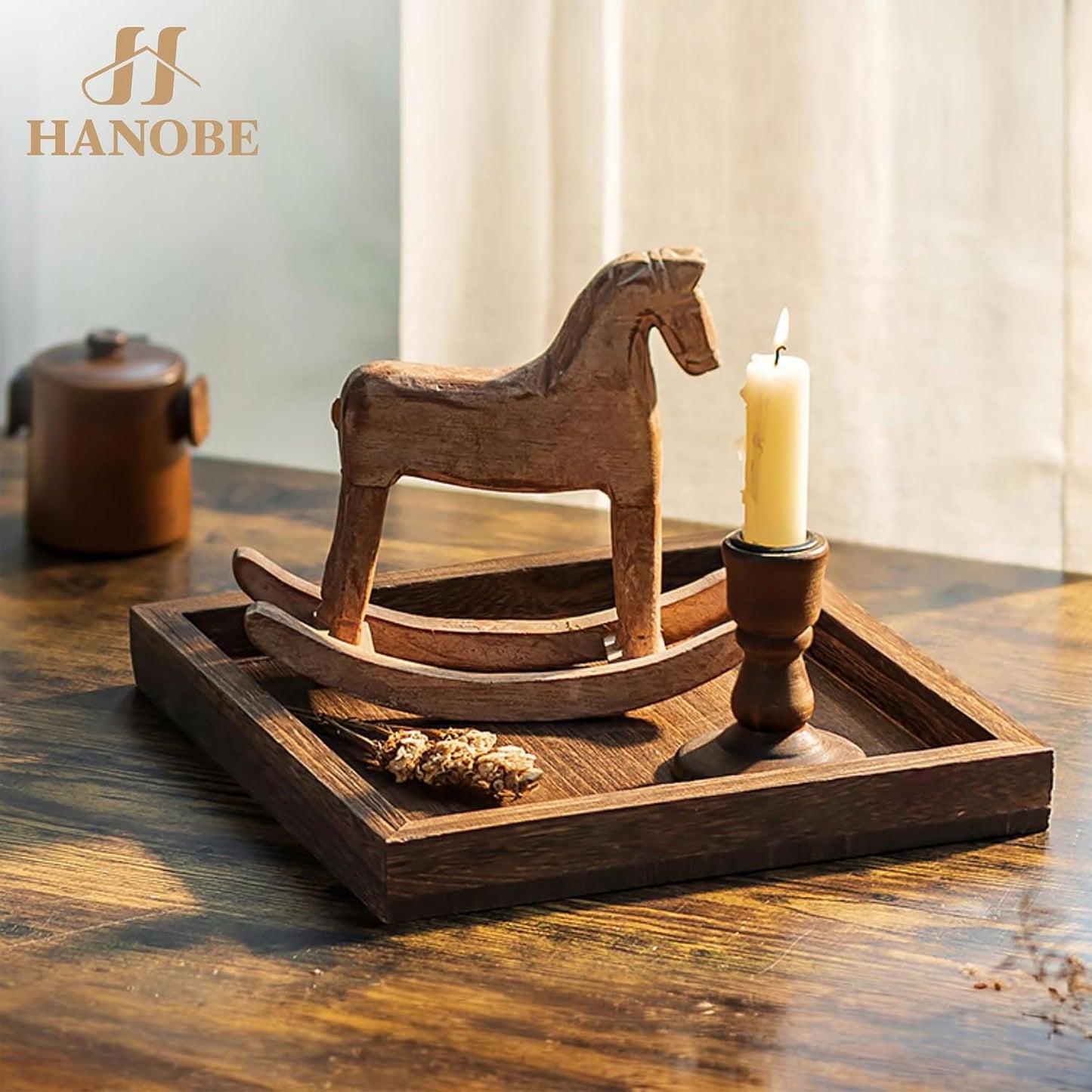 Small Wood Decorative Trays for Ottoman Coffee Tables