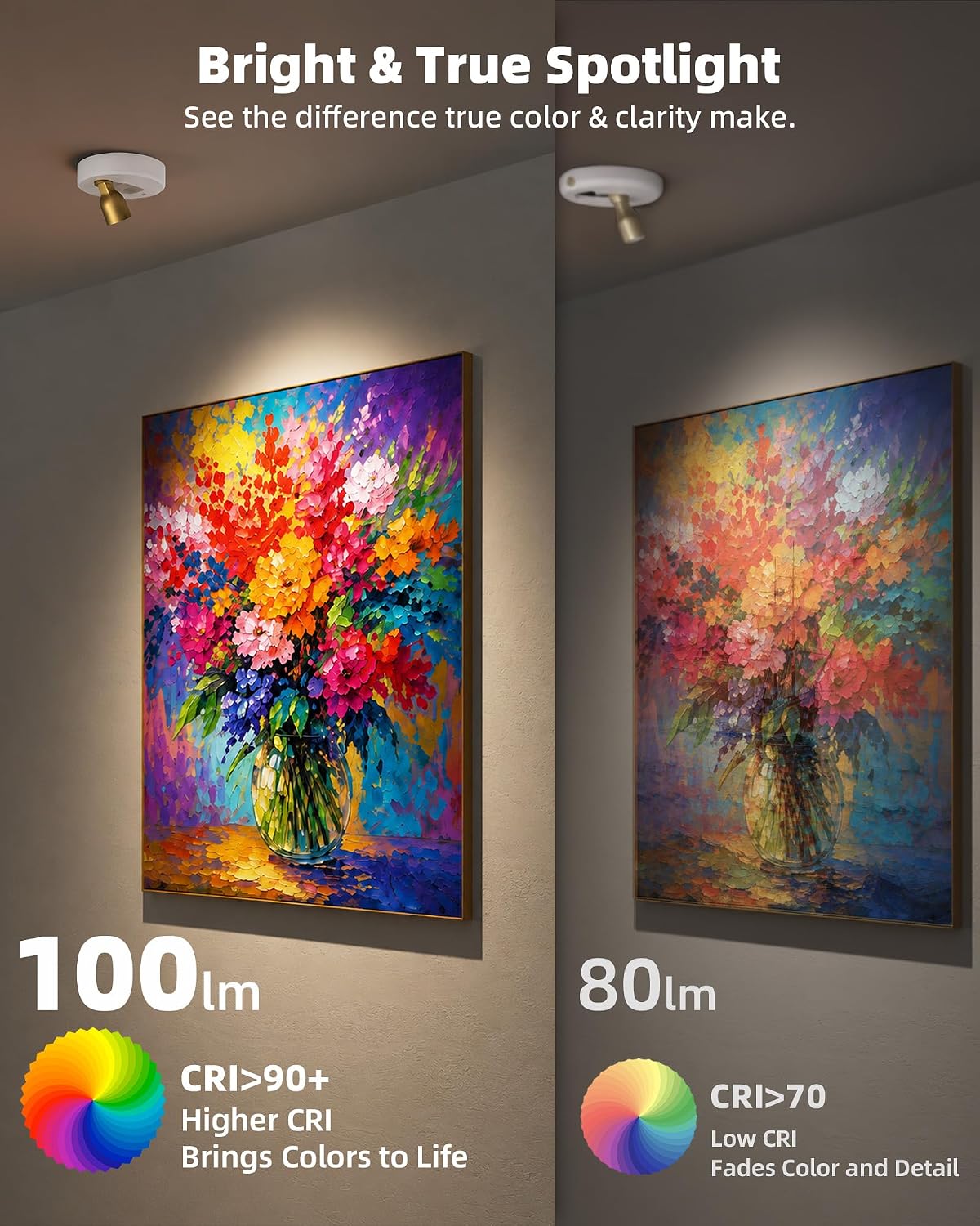 EZVALO 3-Pack Spotlight Indoor, Rechargeable Battery Picture Lights, Wireless Uplights with Remote, Dimmable, ⁠3 Color