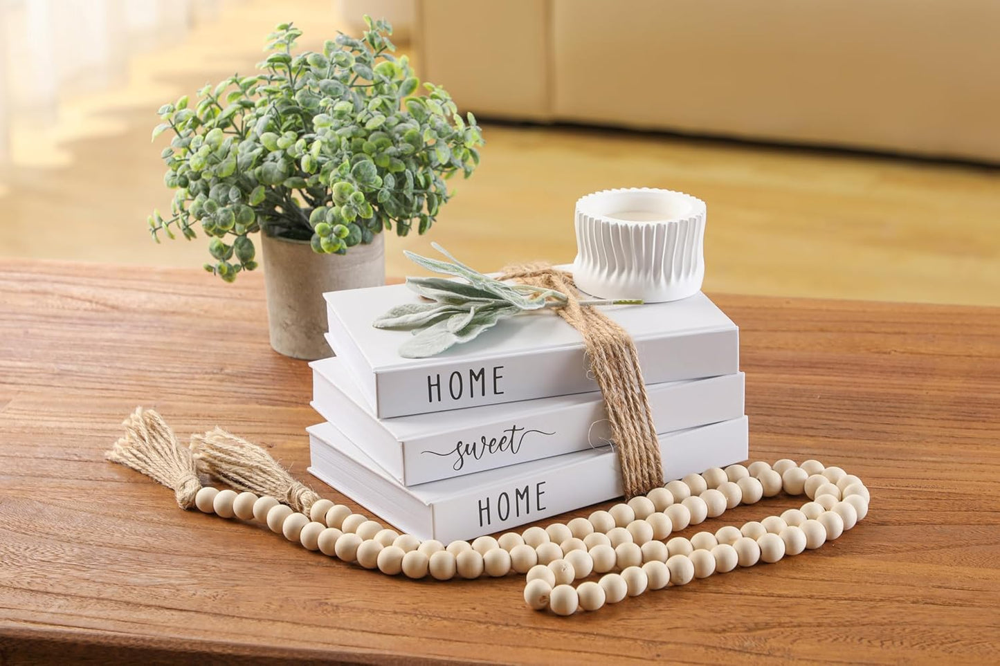 White Decorative Faux Books for Farmhouse & Living Room Decor / White - Hardcover