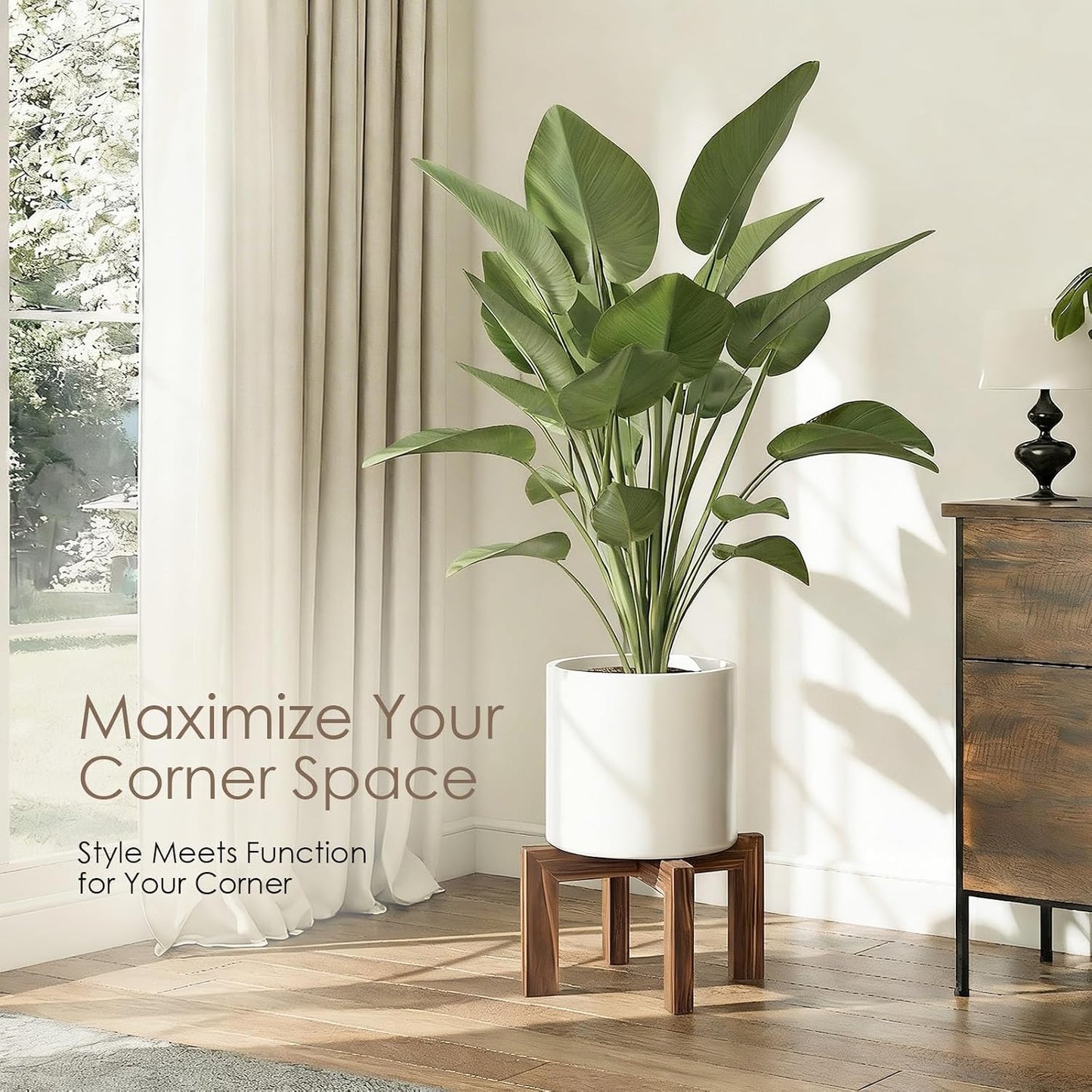 Wood Plant Stand Indoor Outdoor Wooden Flower Pot Plant Holder Heavy Duty Low Plant Riser Plant