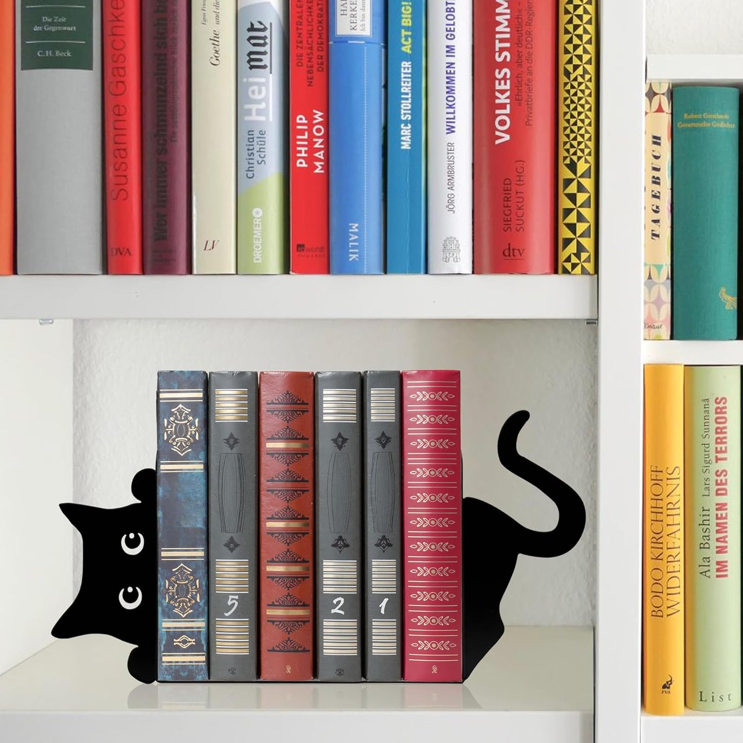 Peeping Cat Metal Bookends Bookends Christmas Book Ends / Cute Cat