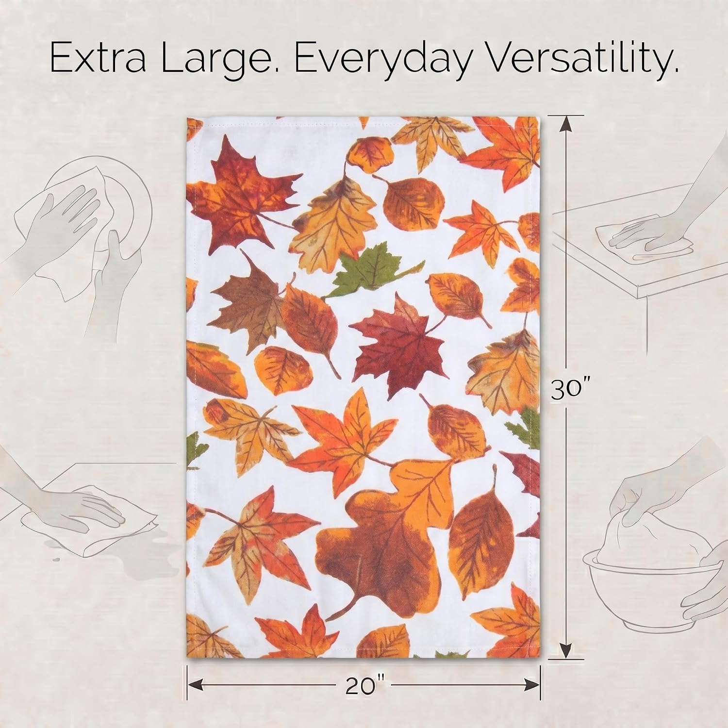 Urban Villa Kitchen Towels Cotton Dish Towels 20”x30”(Set of 6)Harvest Leaf