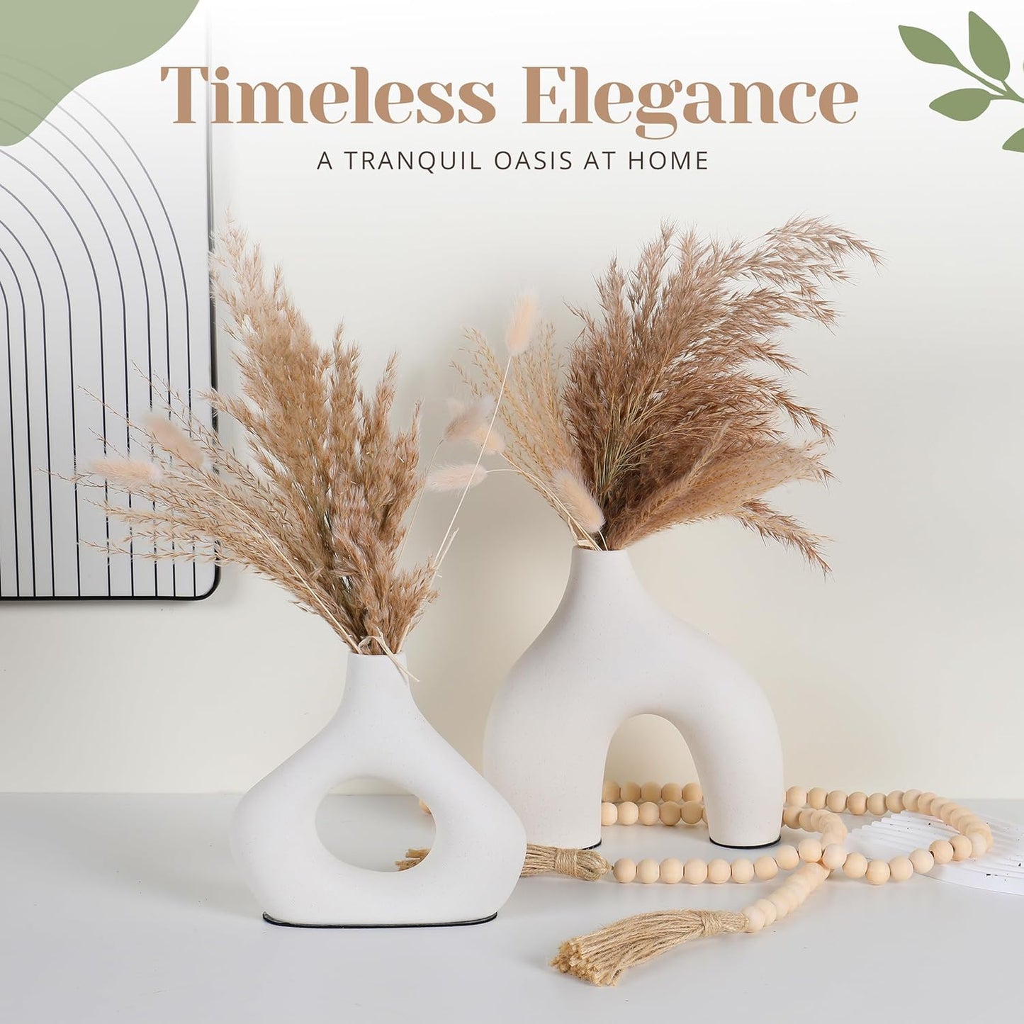 2 Modern Boho Vases / White