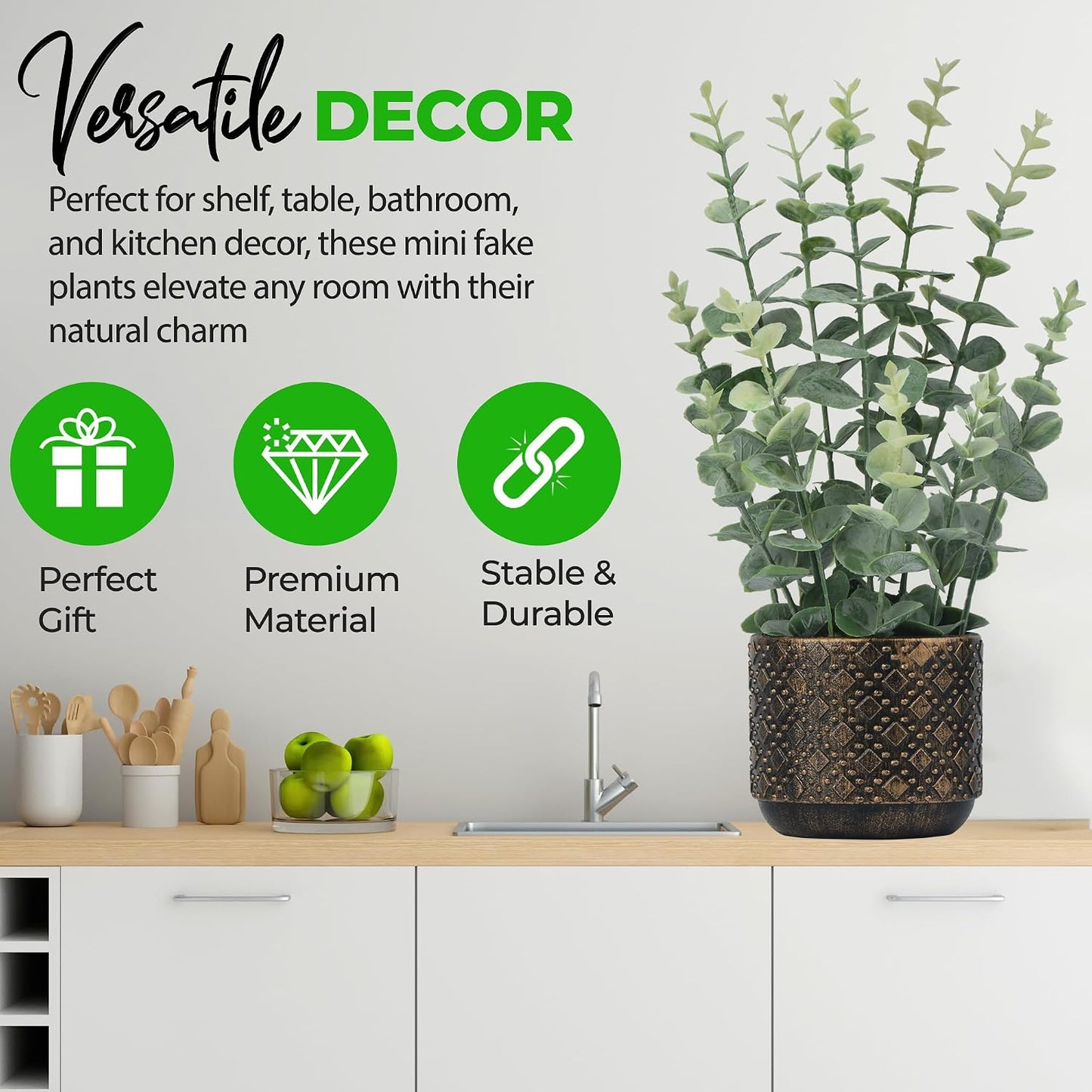 Artificial Plants Indoor Small / Eucalyptus Leaf