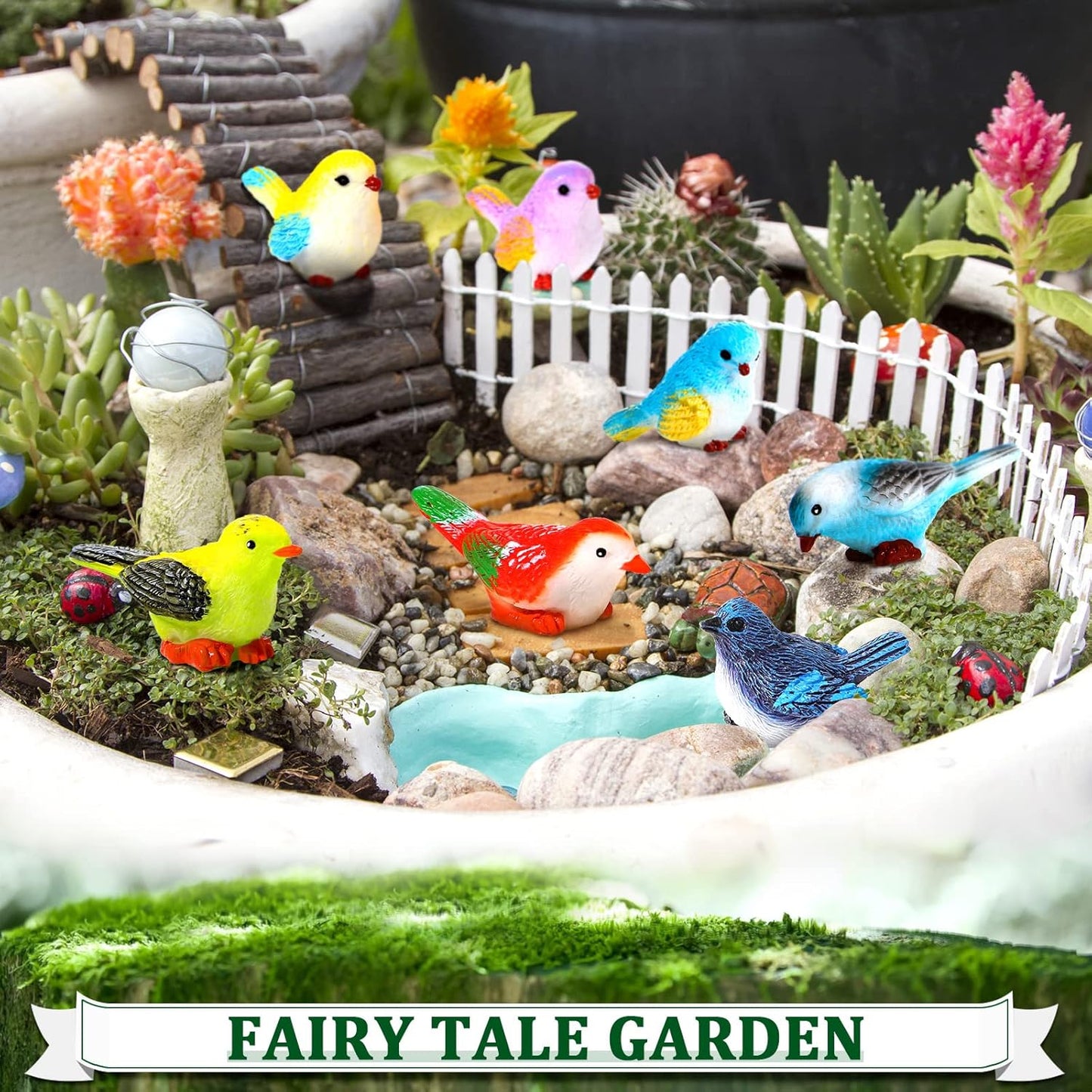 Miniature Bird Figurines Animal Figurines Tiny Mini Resin Birds Statues Animal Garden / Set of 25