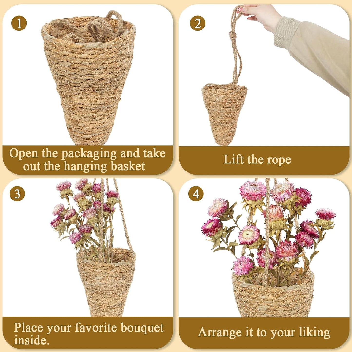Hanging Basket / Hemp Rope Handmade Wall Planter / Set of 2