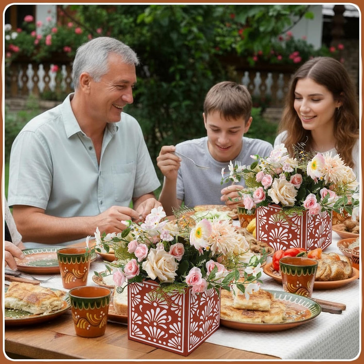 Platos De Barro Mexican Flower Boxes Mexicanos Cielito Lindo Party Centerpiece Decoration / Set of 6