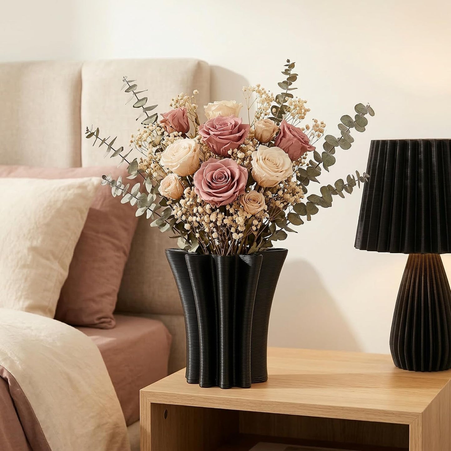 Contemporary Black Ceramic Vase / Black-d, 5.5 Inch
