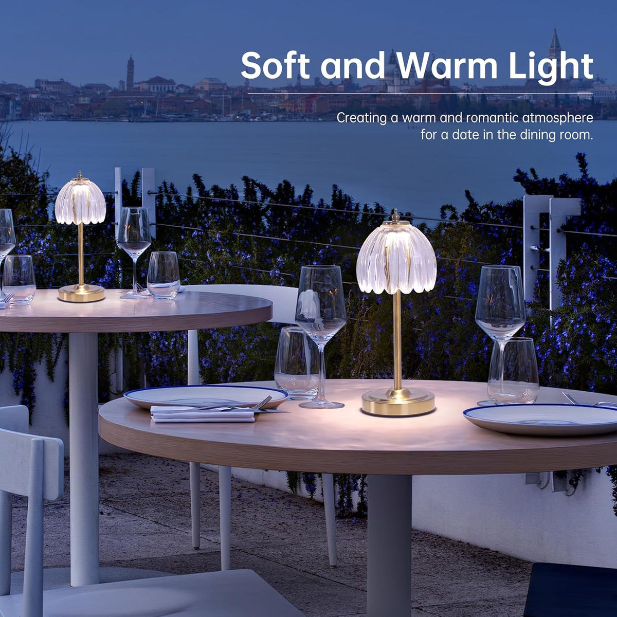 Shenmoyl Tulip Table Lamp with 5000mAh Battery & Touch Control, Cordless Table Lamp with 3 Colors, Dimmable