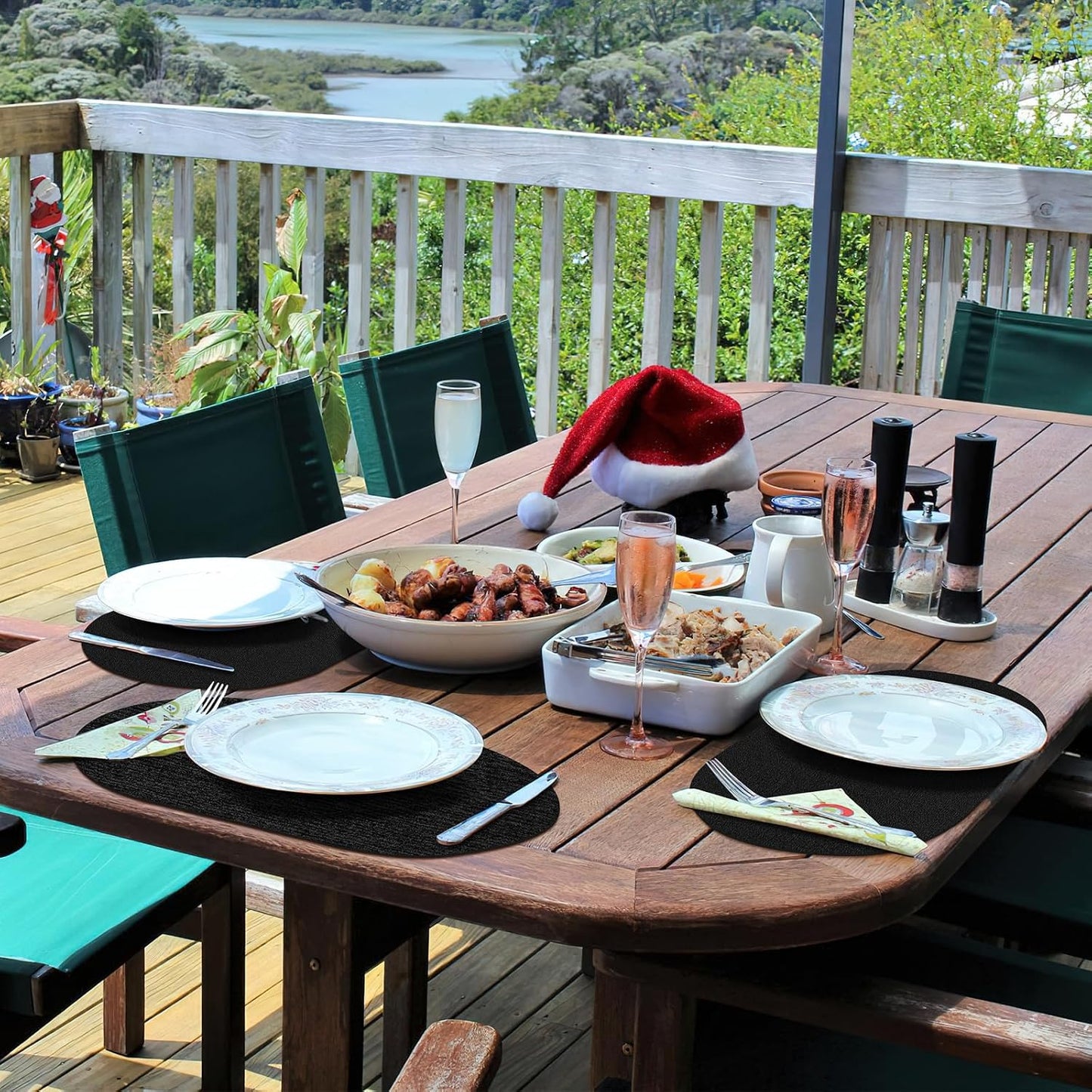 Placemats for Dining Table Set of 4 Non-Slip, Heat Resistant Leather Placemat Double Layer, Waterproof Table Mats Easy
