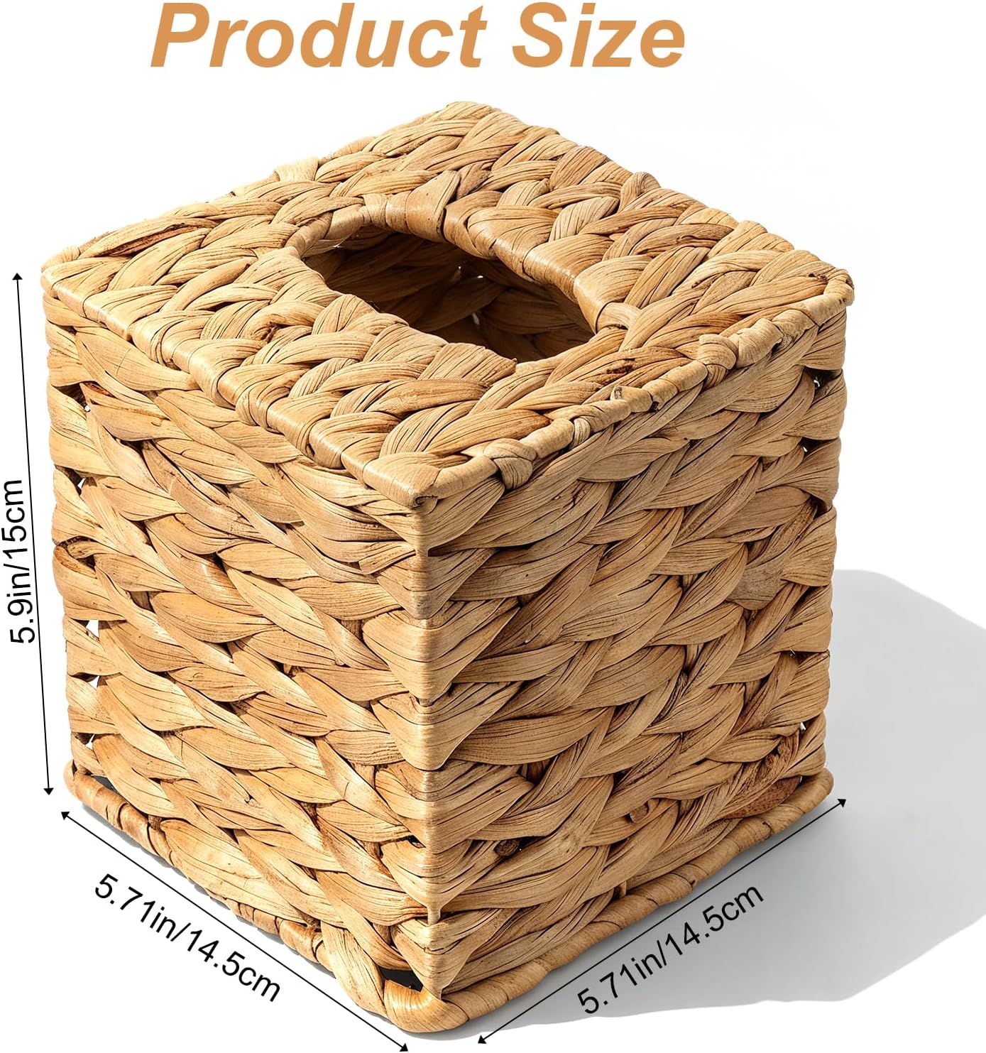 Water Hyacinth Handwoven Tissue Box Cover Handmade Napkin Tissue Box Holder / Natural / Set of 2