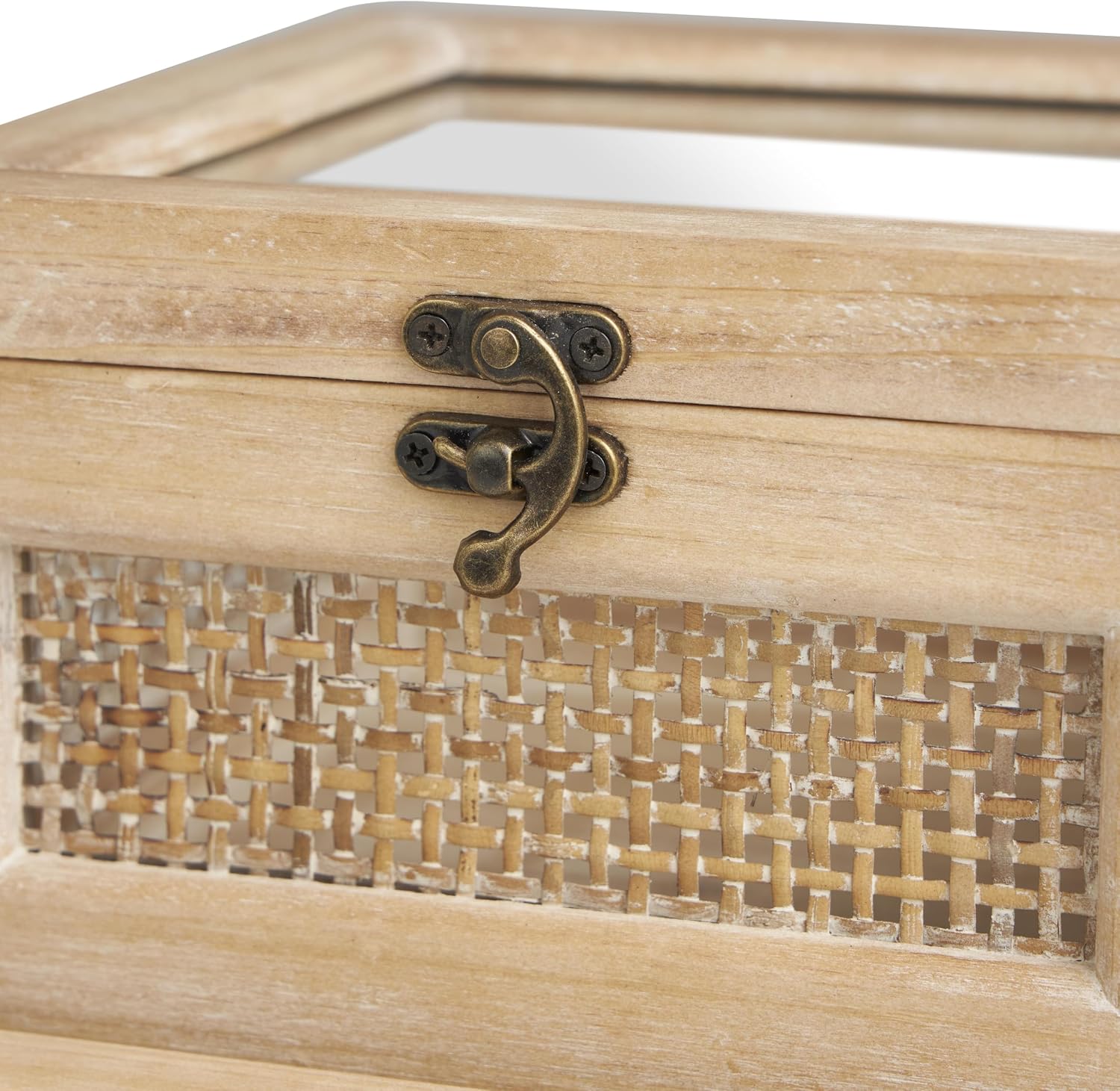Rattan Side Panels and Hook Closures / 9", 7"W / Bronze
