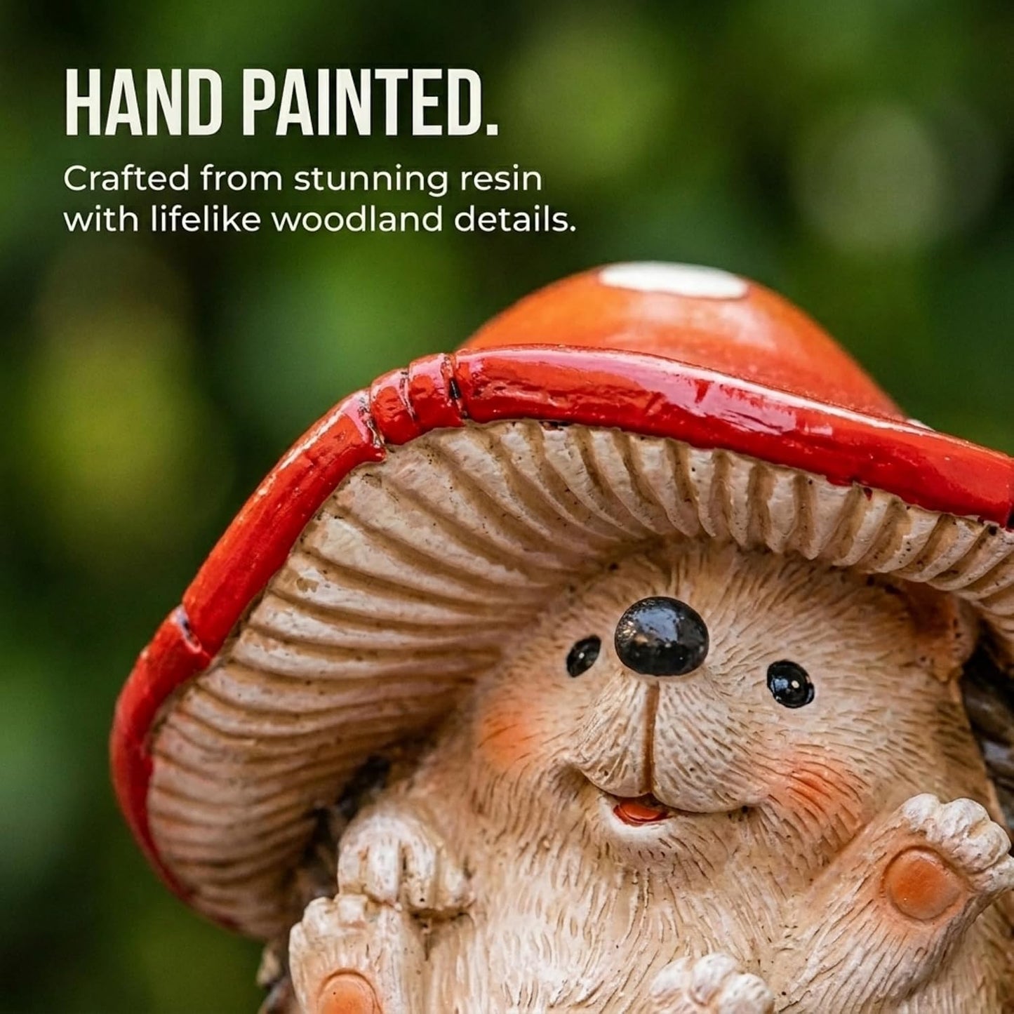 Playful Mushroom Baby Hedgehog Figurine