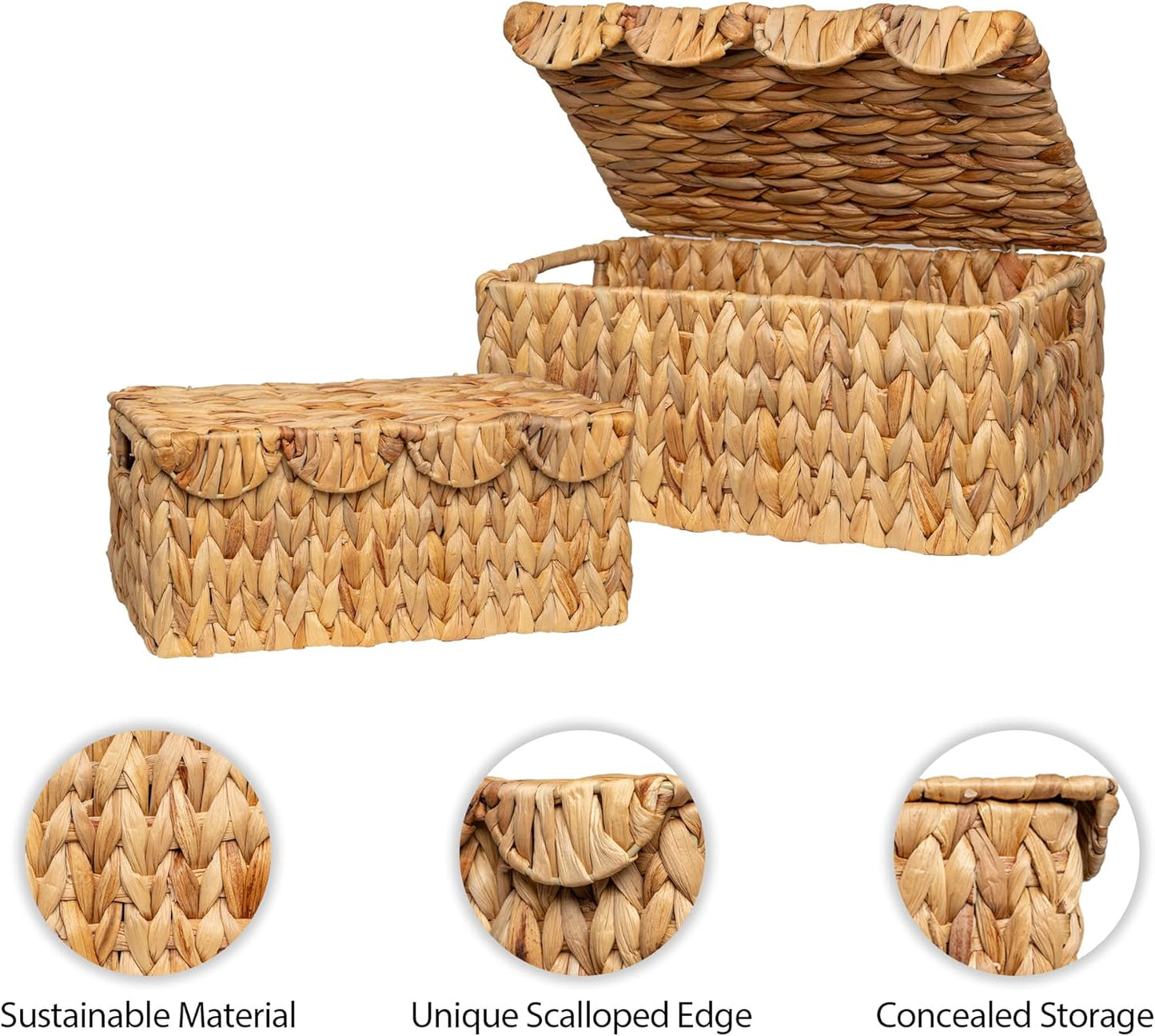 Wicker Basket / Handwoven Water Hyacinth Baskets / Natural