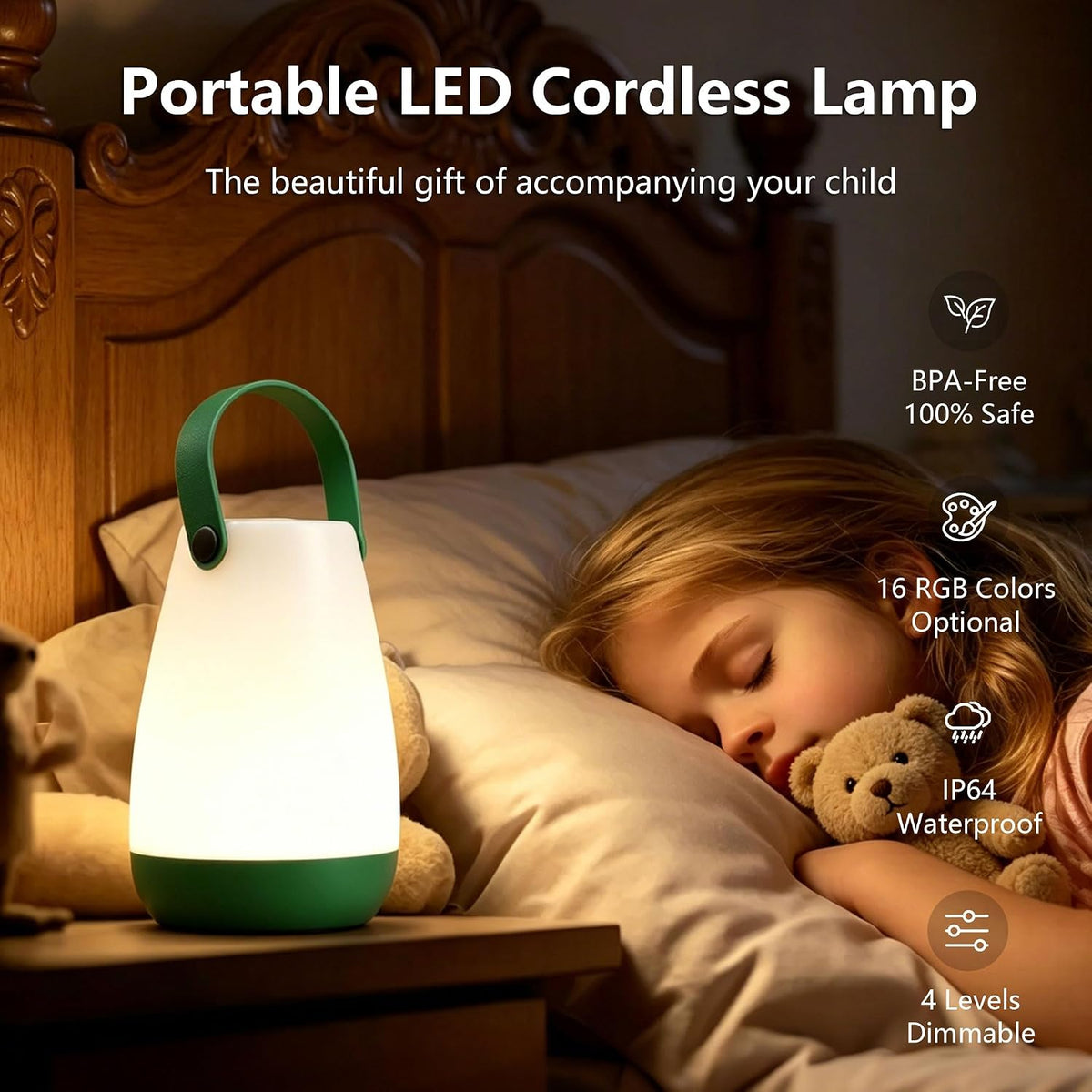 2-Pack Rechargeable Outdoor Table lamp with Handle,RGB and Remote | IP44 Waterproof,PC Material, Portable outdoor table