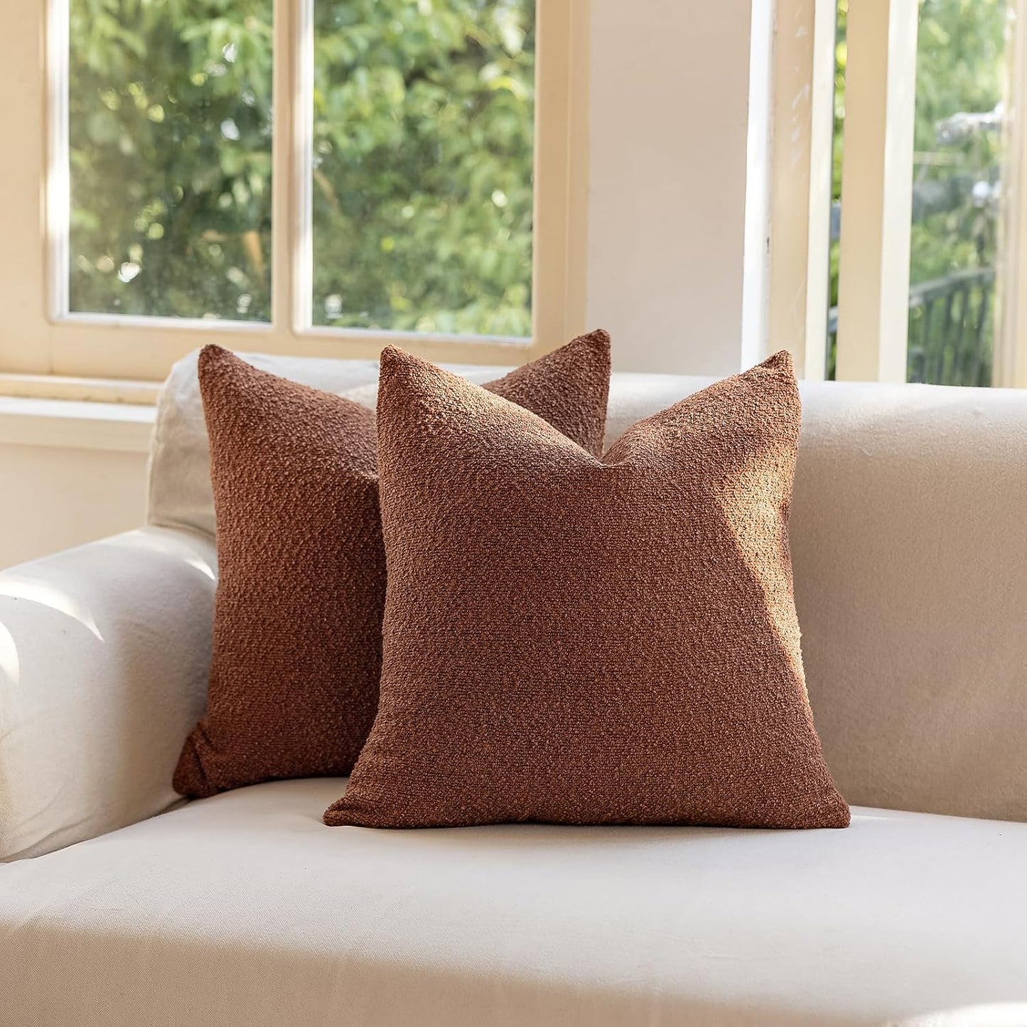 Decorative Throw Pillow Covers / Tobacco Brown / 18 x 18 / Set of 2