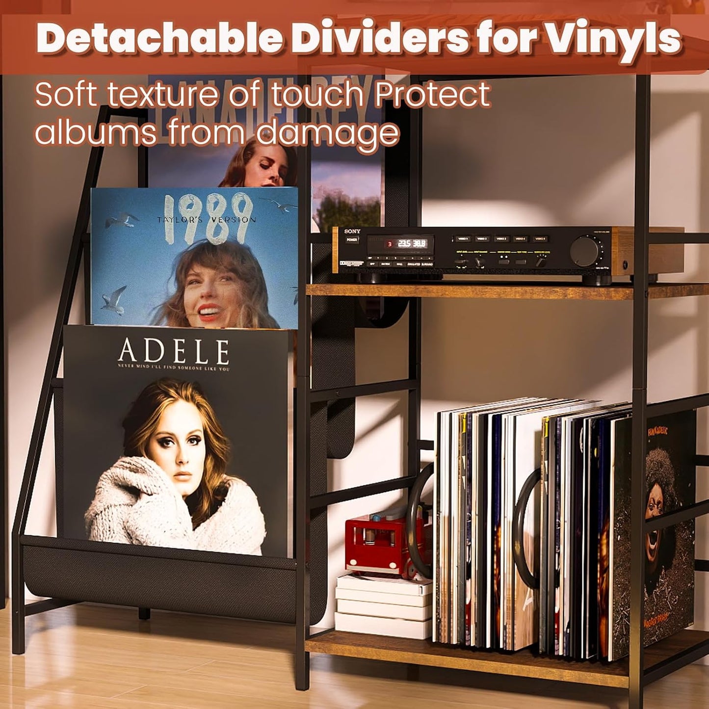 Record Player Stand With Vinyl Storage, 3-Tier Turntable Record Stand Holder, Vinyl Records Storage Shelf Holds Up to