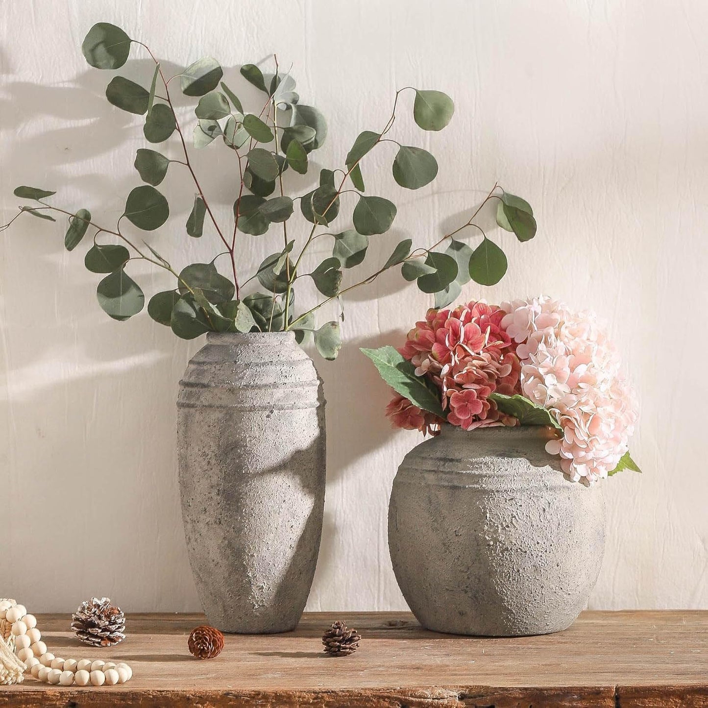 Large Ceramic Rustic Vase / 101-3-12.87in / 12.87 Inch