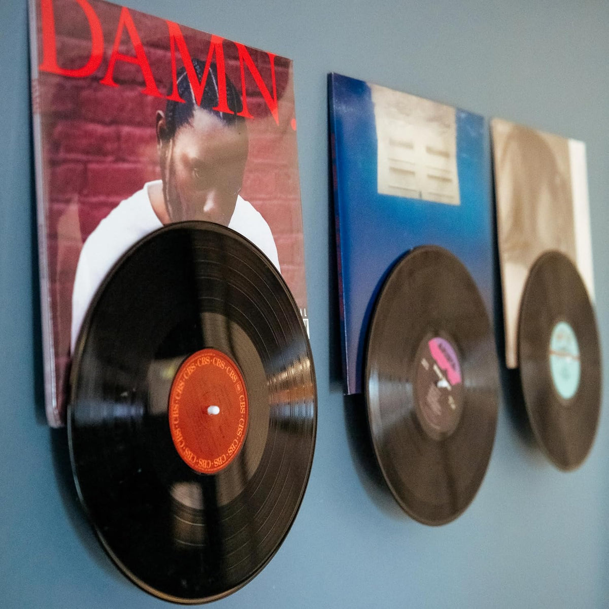 Adhesive Vinyl Wall Mount (16-Pack) – Dual Display Album and Disc, Strong Hold Record Holder Wall, Record-Safe Easy